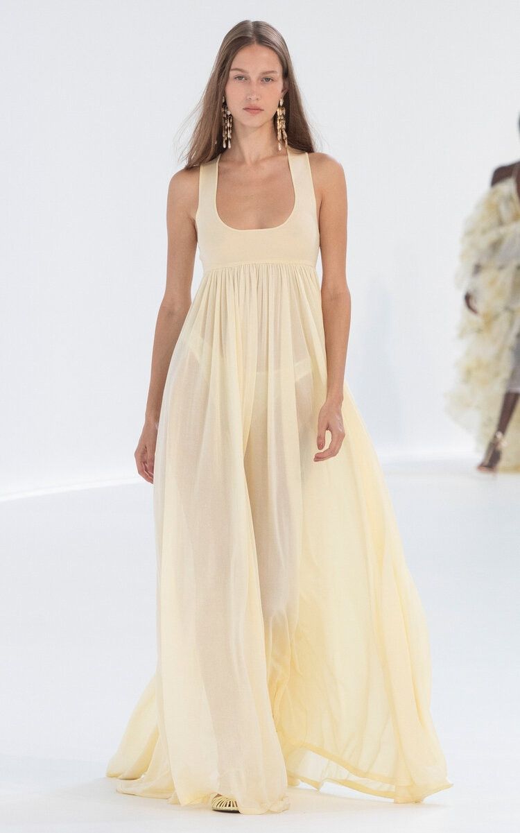 Zimmermann oc11z0525 Pleated Sleeveless Maxi Dress in Yellow Size S / US 4 / IT 40 - 2 Thumbnail
