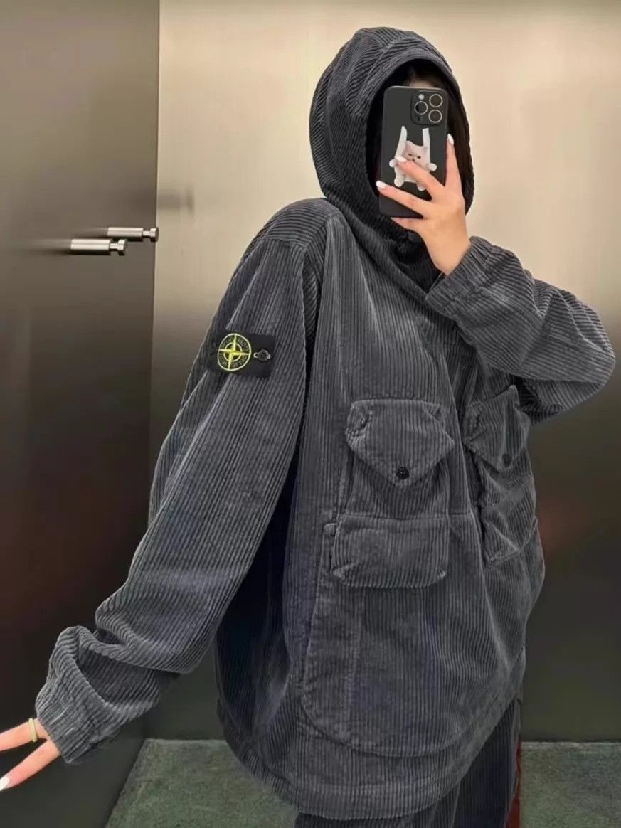 Stone Island Stone Island 23FW Corduroy Multi-Pkt Hooded Jacket Black S Size US S / EU 44-46 / 1 - 7 Thumbnail