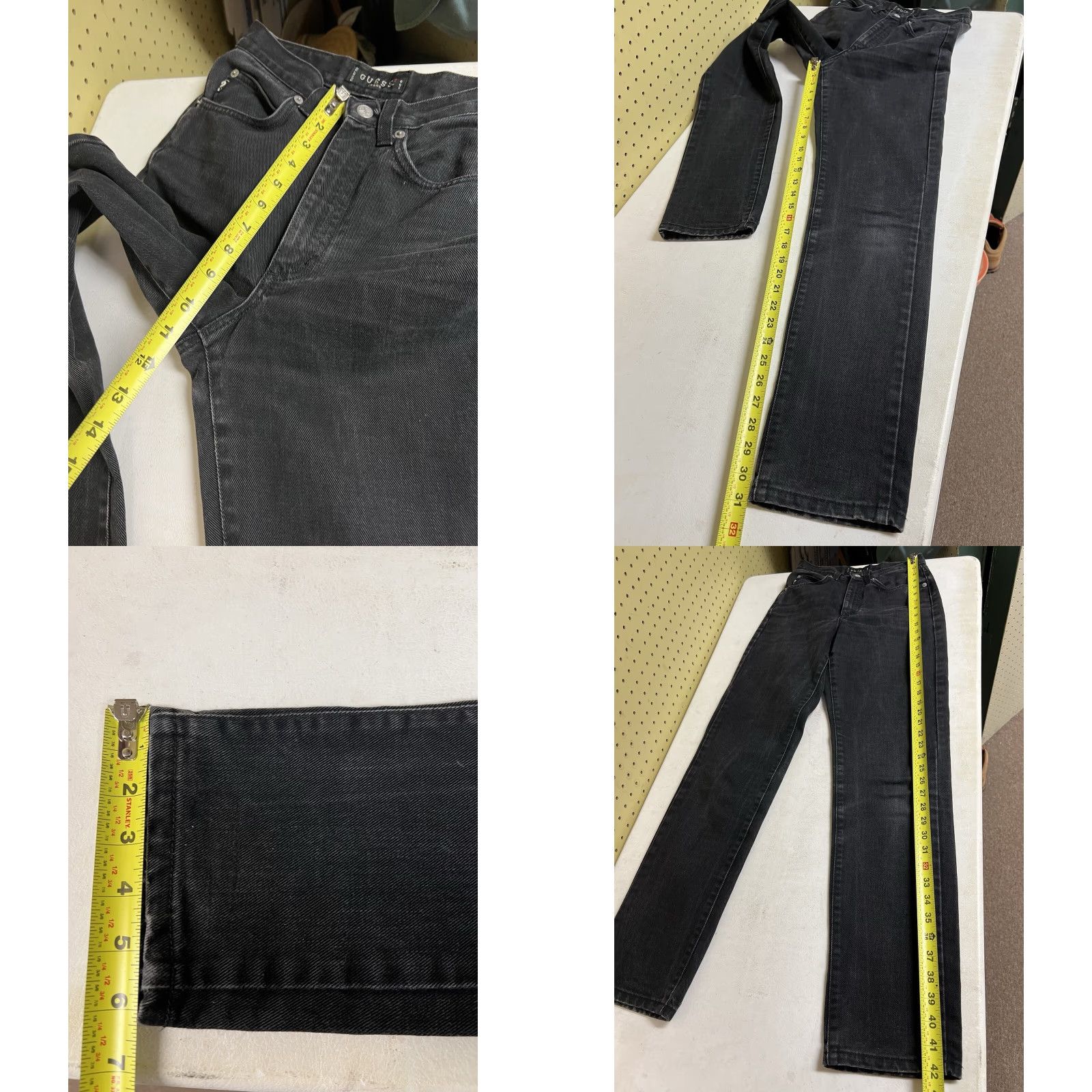 Guess VINTAGE GUESS Jeans Women Black Wash High Rise Skinny Ankle 27x31 5-Pocket Denim Rock USA 80s 90s Grunge Hipster Retro Modern Size 27" / US 4 / IT 40 - 8 Thumbnail