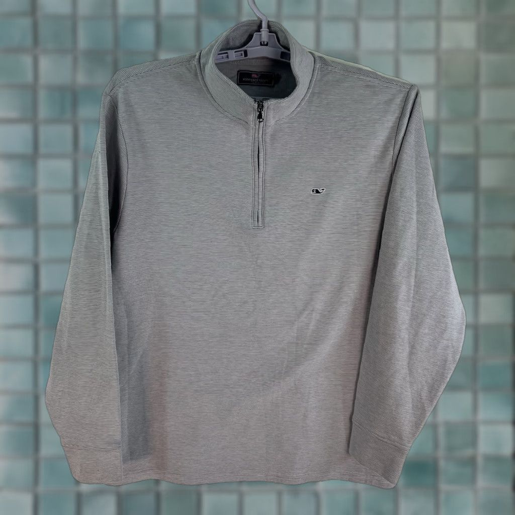 Vineyard Vines VINEYARD VINES 1/4 ZIP STRIPED PULL-OVER SWEATSHIRT Mens XL Gray Size US XL / EU 56 / 4 - 1 Thumbnail