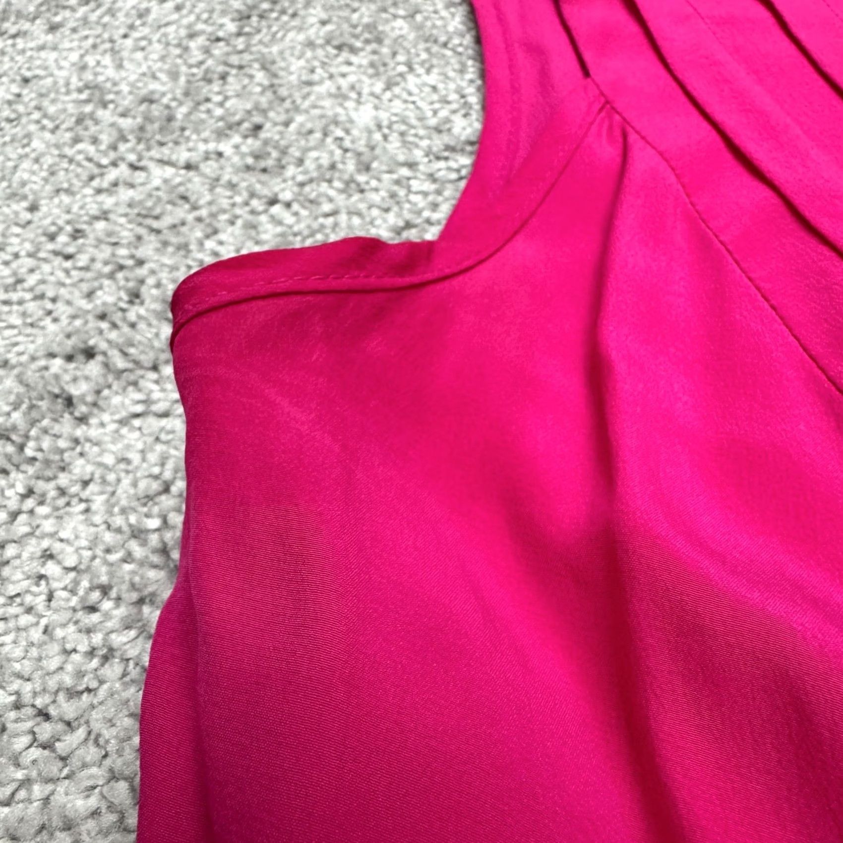 Vintage Amour Vert Silk Pleated Fit & Flare A-Line Mini Dress Womens M Pink V-Neck Sleeveless Size M / US 6-8 / IT 42-44 - 5 Thumbnail
