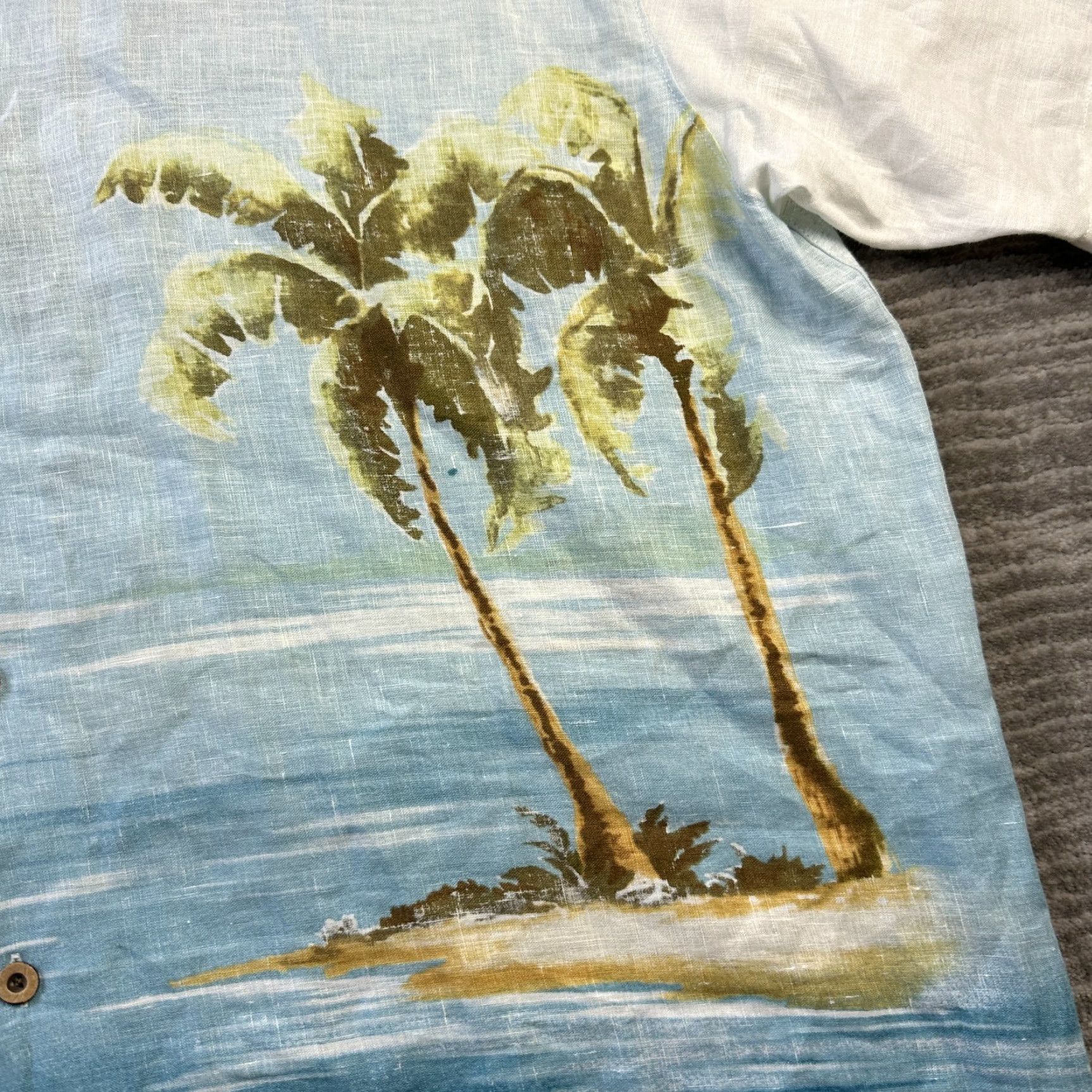Tommy Bahama Tommy Bahama Shirt Mens 2XL XXL Blue Linen Panel Back All Over Print Size US XXL / EU 58 / 5 - 6 Thumbnail