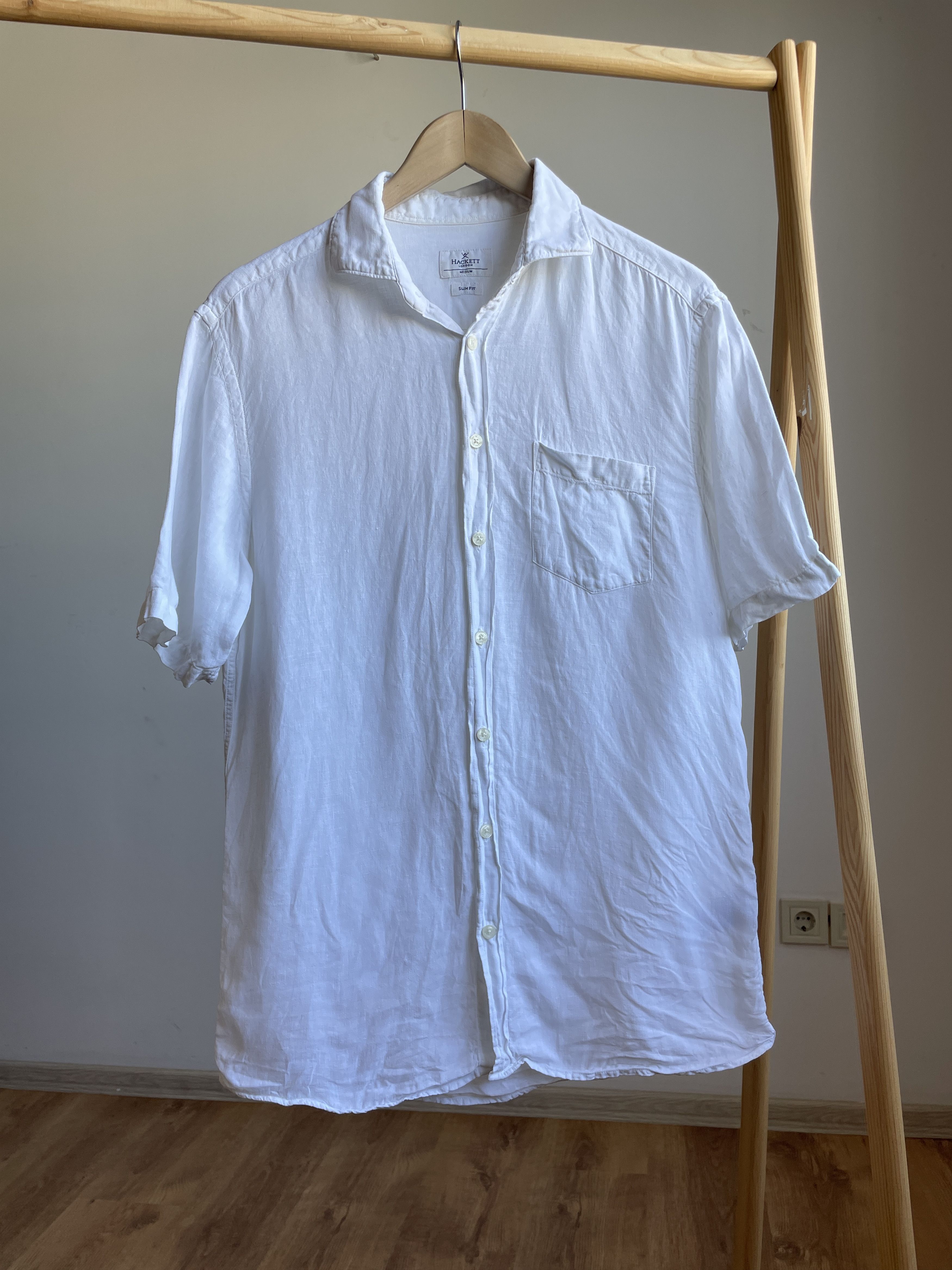 Hackett Hackett Garment Dyed Linen Short Sleeve Slim Fit Shirt Size US M / EU 48-50 / 2 - 1 Thumbnail