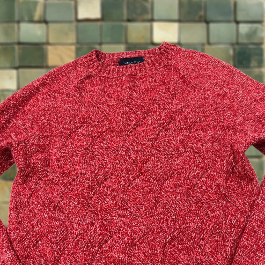 Lands' End VINTAGE Lands End Drifter Medium Cable Knit Fisherman Women's Pullover Sweater Red MINT Size M / US 6-8 / IT 42-44 - 1 Thumbnail