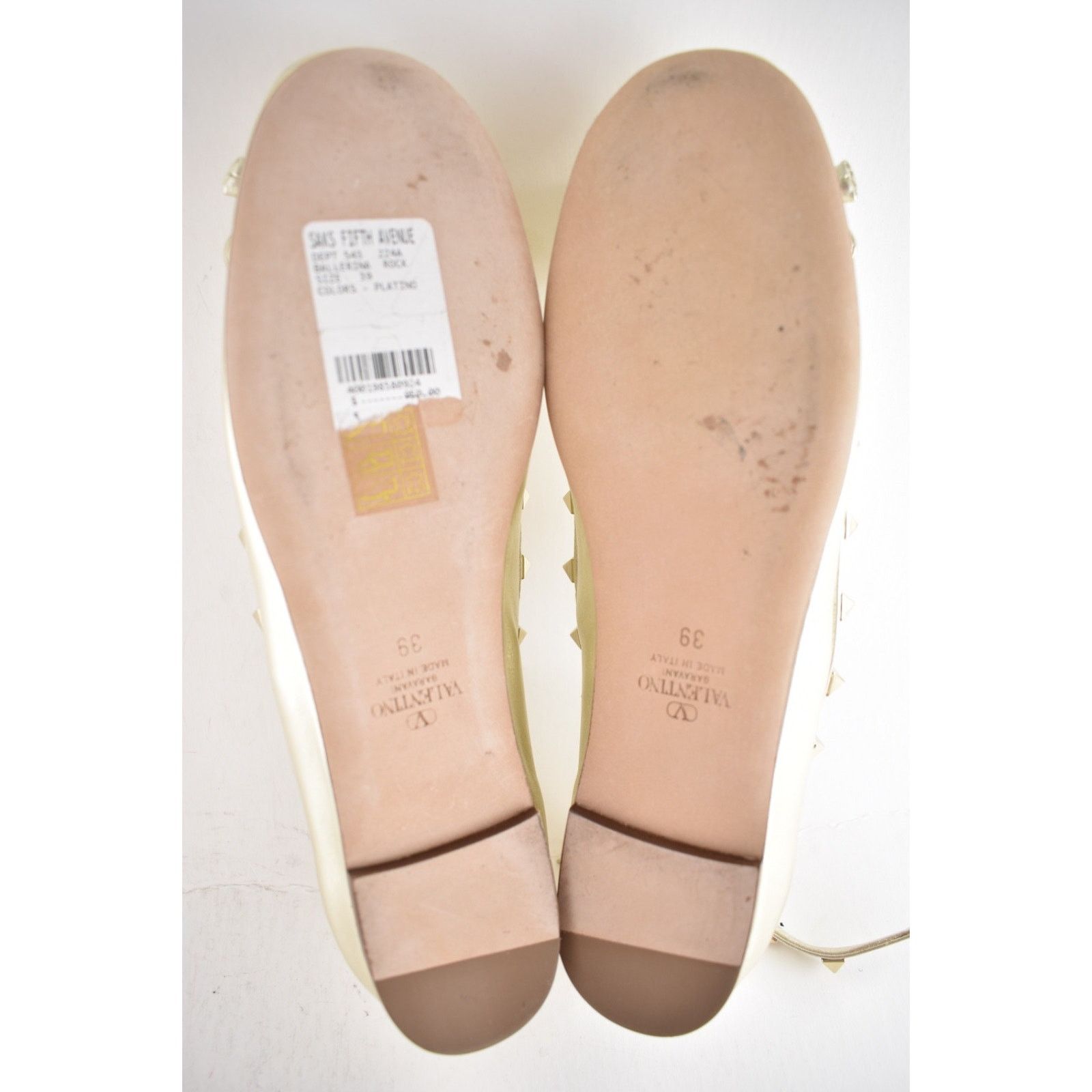 Valentino Valentino Rockstud Platino Gold Stud Ankle Strap Ballerina Size US 9 / IT 39 - 17 Thumbnail