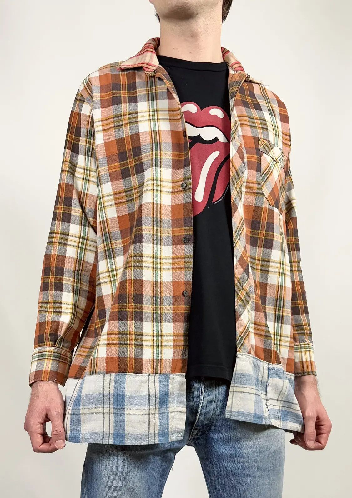 Vintage 80s Vintage Flannel Distressed Reconstructed Check Shirt Size US L / EU 52-54 / 3 - 4 Thumbnail