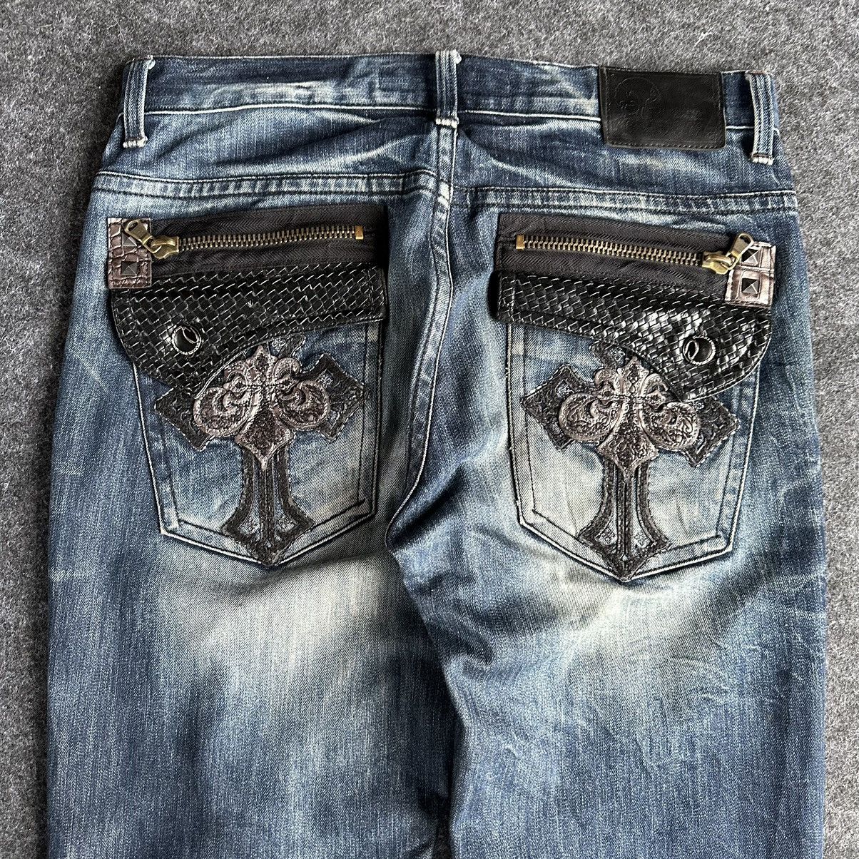 🔥 Cloud72 Big Embroidery Cross Logo Denim Waist 34 D584