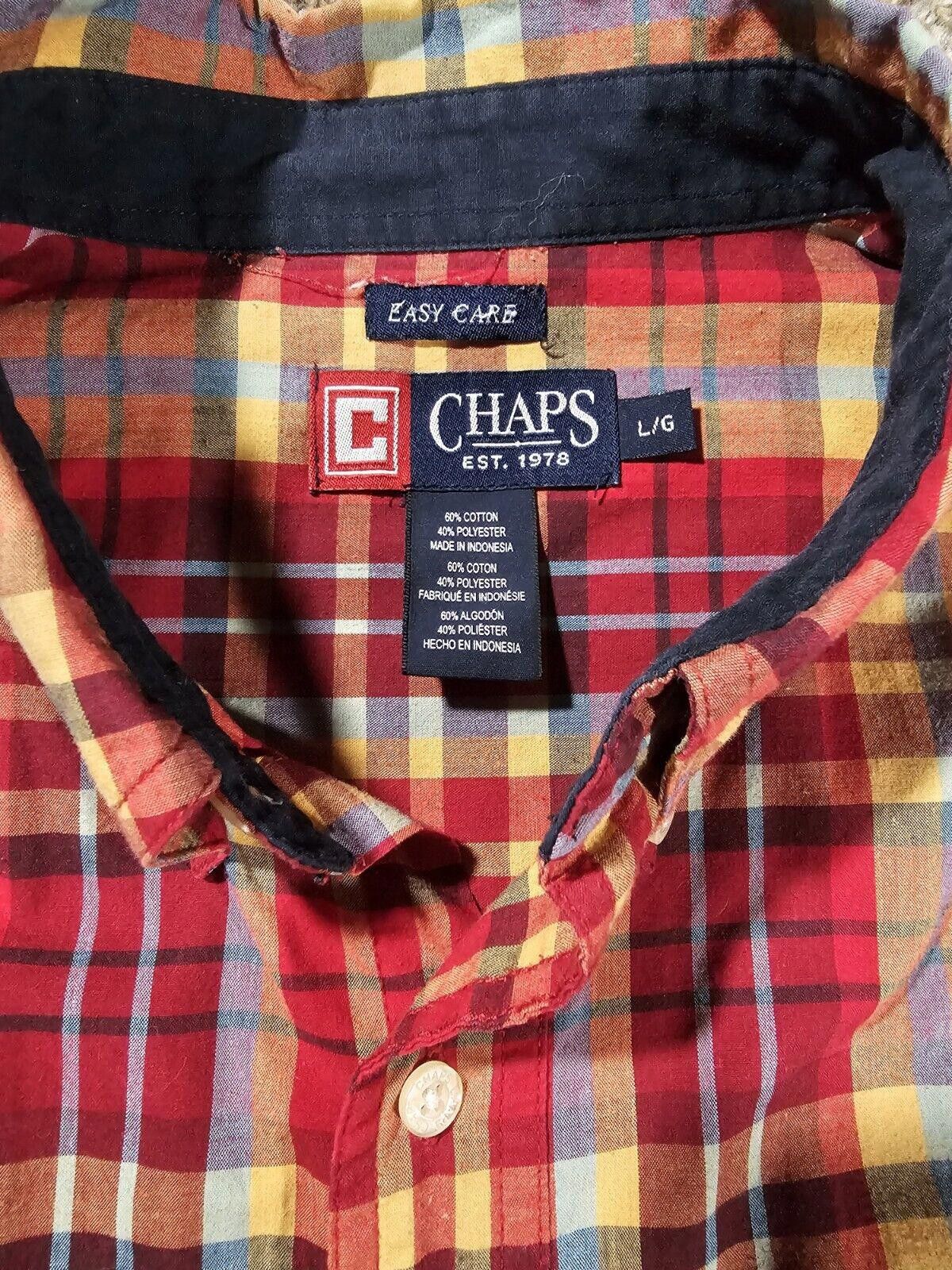 Chaps Chaps Easy Care Mens XL Red Plaid Button Down Long Sleeve Size US XL / EU 56 / 4 - 3 Thumbnail