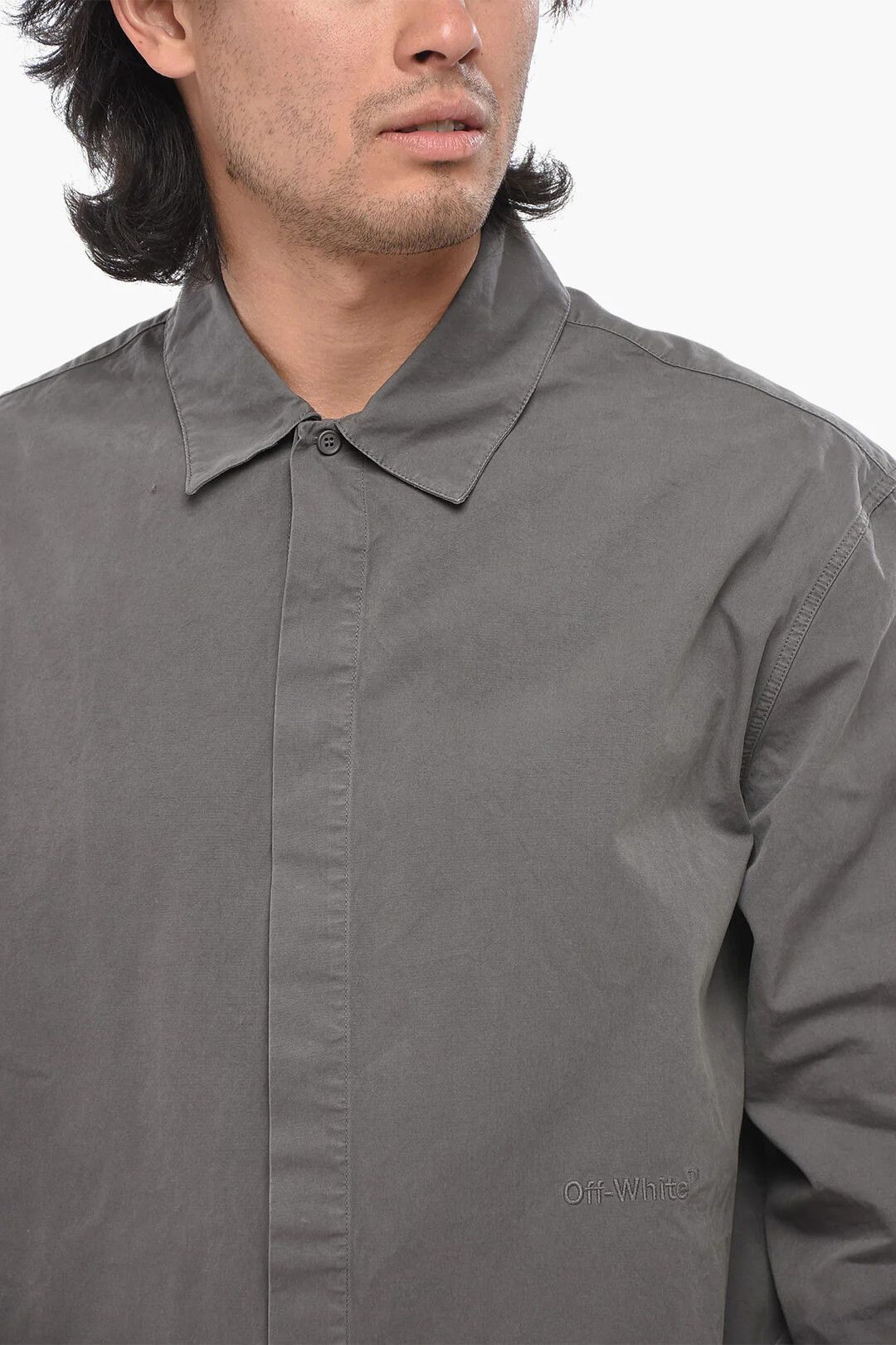 Off-White og1mm0526 Cotton Shirt in Gray Size US M / EU 48-50 / 2 - 3 Thumbnail