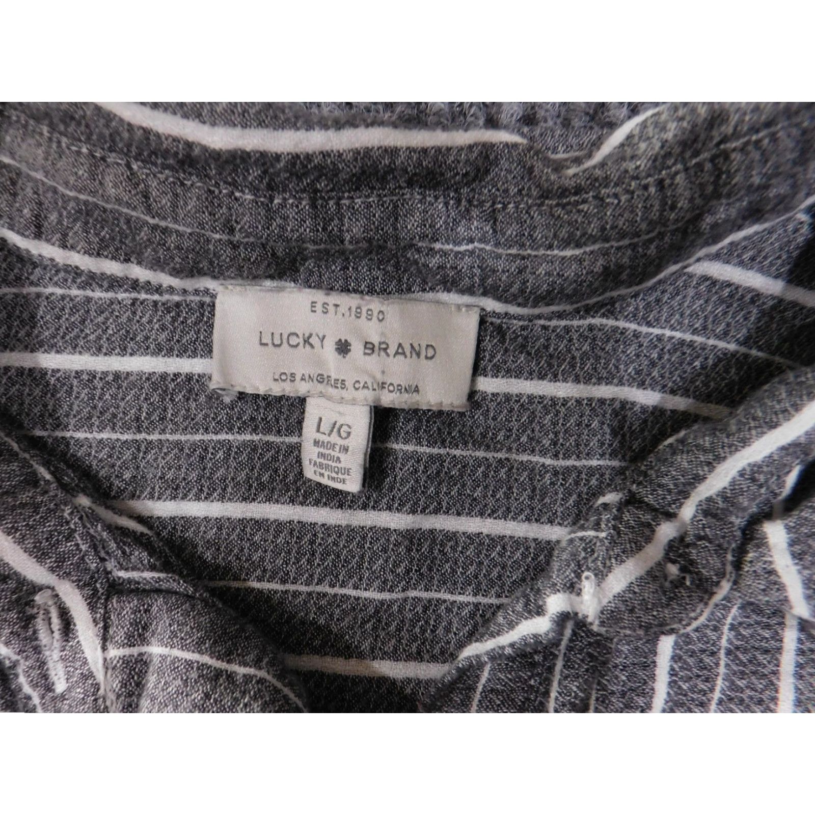 Lucky Brand Lucky Brand Blouse Womens L Gray Striped Casual Button Front Sleeveless Knit Modal" Size L / US 10 / IT 46 - 5 Thumbnail