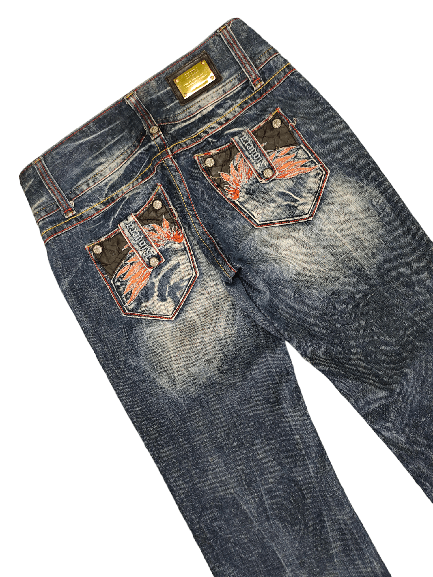 If Six Was Nine Flare Jeans Riobera Embroide Faded Low Rise Boot Cut Y2k Goa Size US 28 / EU 44 - 5 Thumbnail