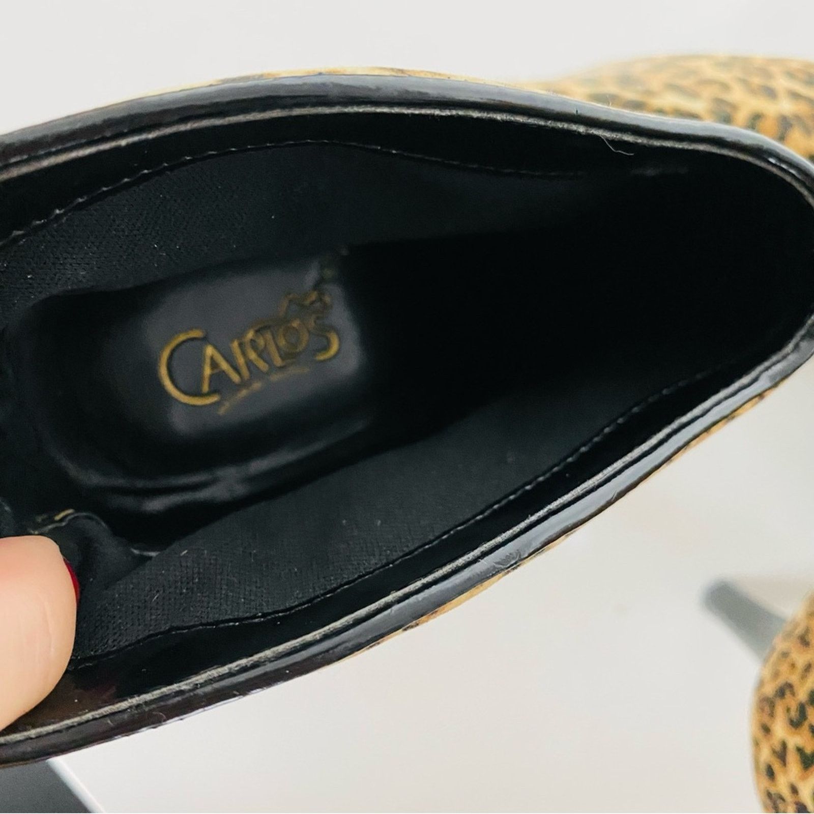Nordstrom CARLOS SANTANA Black Animal Print Stiletto Heel Boot Booties Size US 9.5 / IT 39.5 - 4 Thumbnail