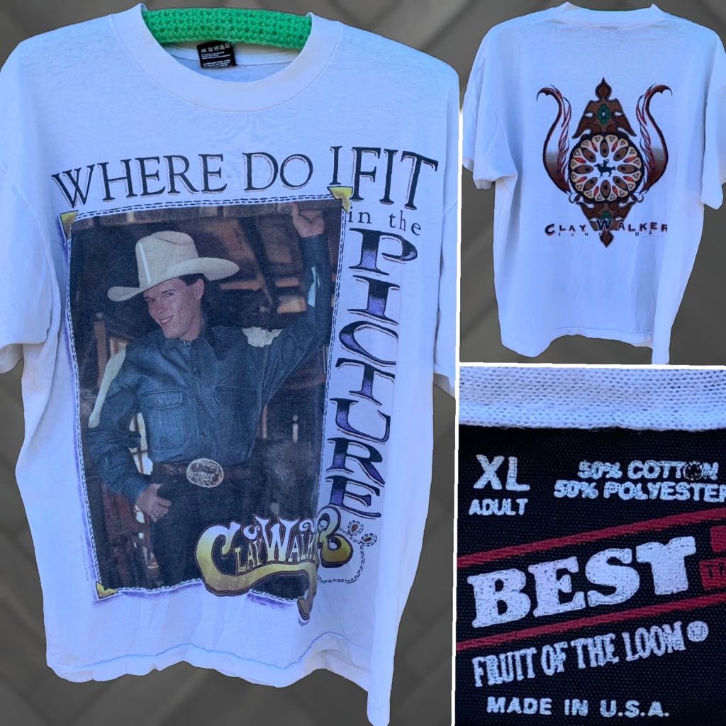 Fruit Of The Loom VINTAGE Clay Walker where do I fit in the picture tour 1994 band concert tee XL Size US XL / EU 56 / 4 - 1 Thumbnail