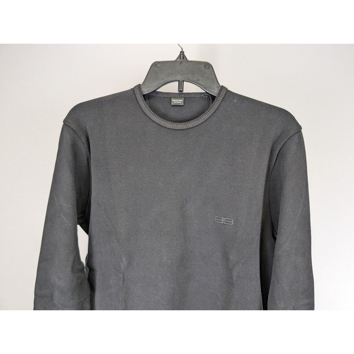 Balenciaga o1rshd1 Ribbed Jersey Stretch E. Long Sleeves Shirt in Black Size US M / EU 48-50 / 2 - 9 Thumbnail
