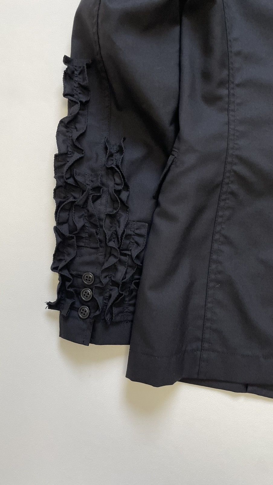 Comme des Garcons S/S 12 ‘Frilled Sleeve’ Black Wool Blazer Size 38R - 15 Thumbnail