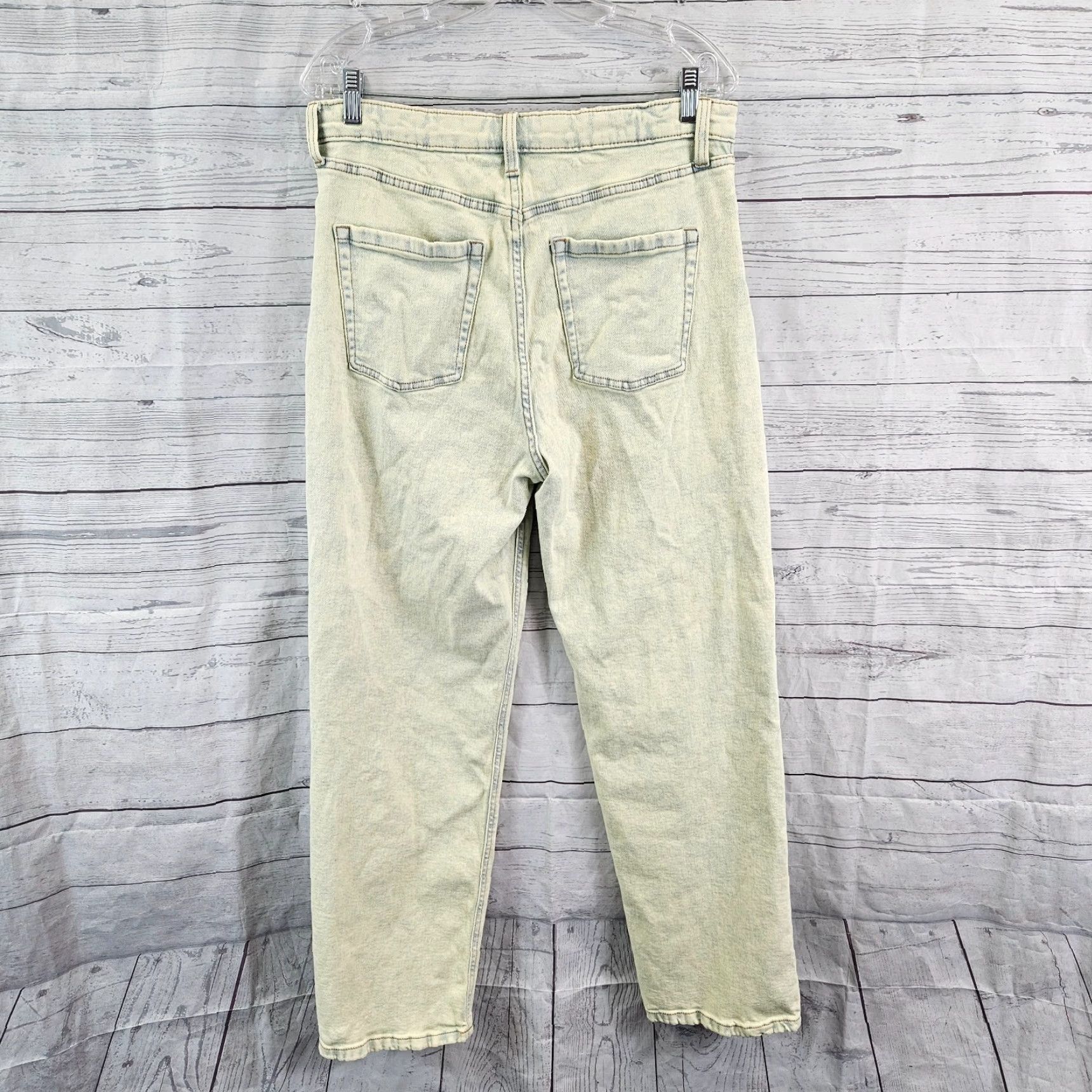 Vintage Wild Fable Womens Highest Rise 90s Straight Jeans Sz 12 Acid Over-Dye Lime Green Size 34" / US 12 / IT 48 - 3 Thumbnail