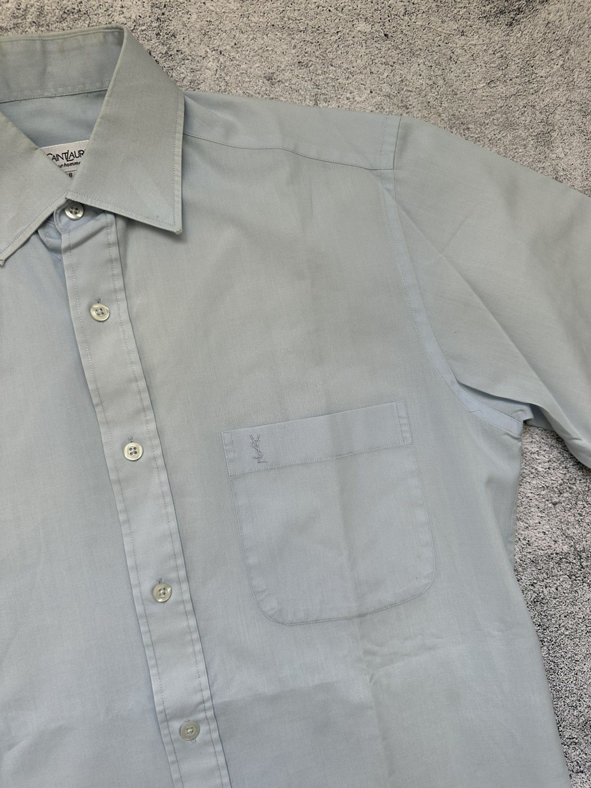 Yves Saint Laurent Vintage Yves Saint Laurent Shirts Sky Blue Logo Size US M / EU 48-50 / 2 - 6 Thumbnail