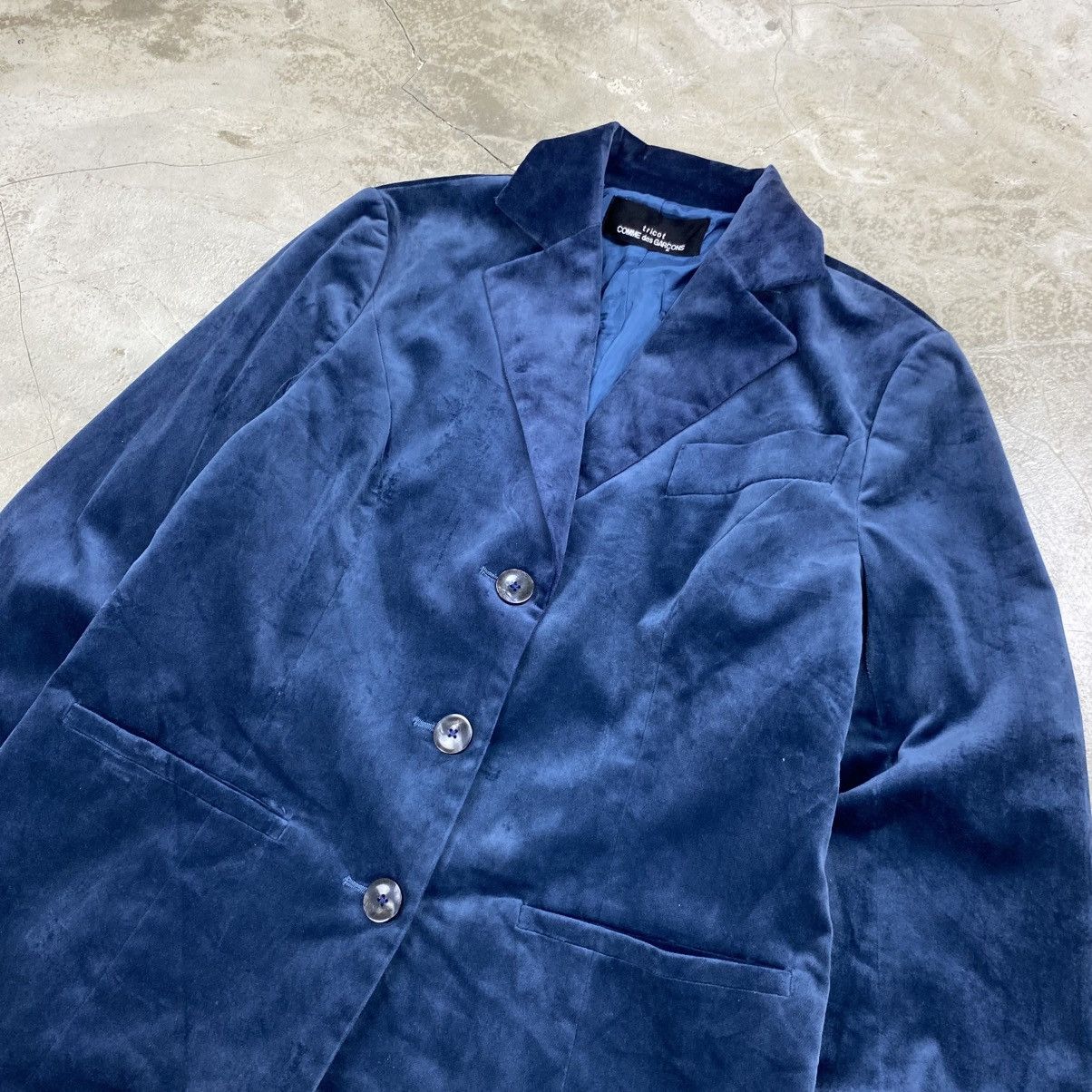 Tricot Comme des Garcons Blue Velour Blazer Size M / US 6-8 / IT 42-44 - 2 Thumbnail