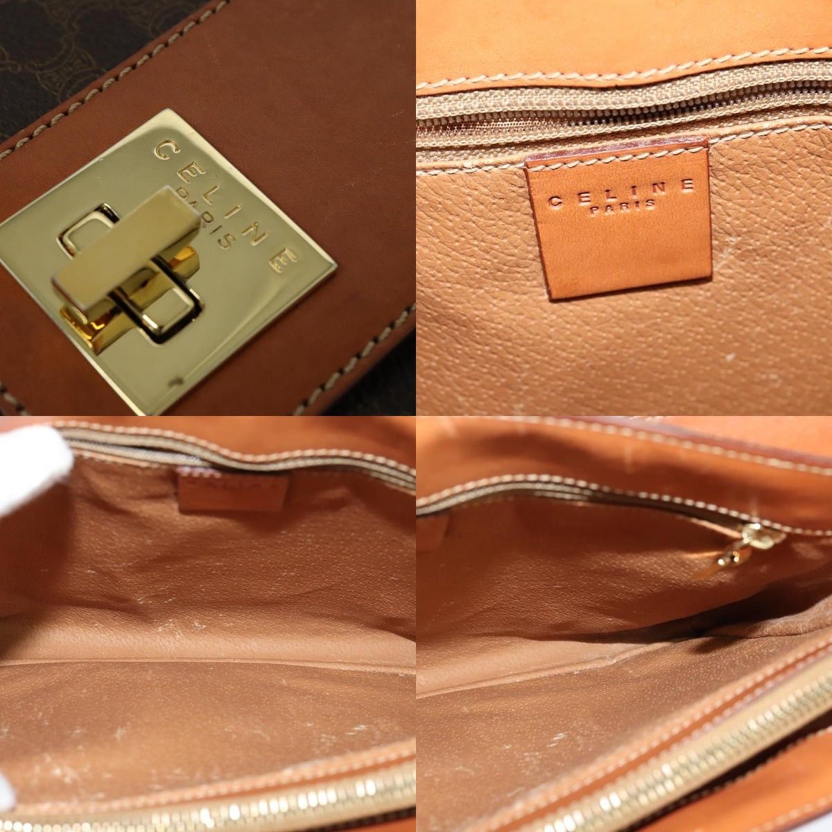 Celine CELINE Macadam Canvas Shoulder Bag Pvc Leather Brown Gold Size ONE SIZE - 11 Thumbnail