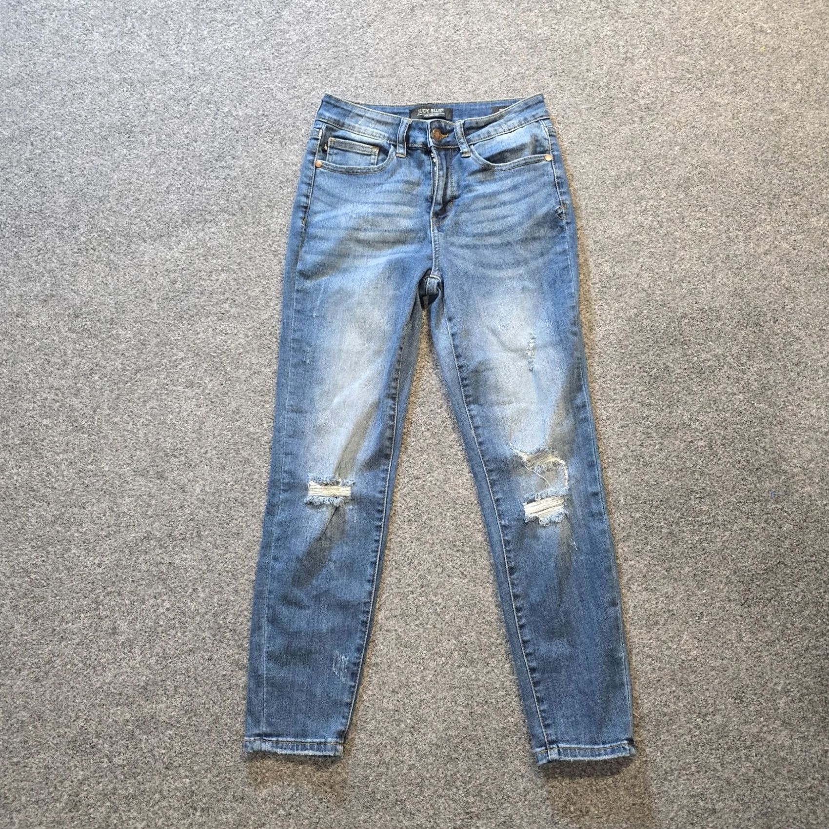 Vintage Judy Blue Jeans Women Size 27 Blue Relaxed Tapered Distressed Stretch Capsule Casual Jeans Size 27" / US 4 / IT 40 - 2 Thumbnail
