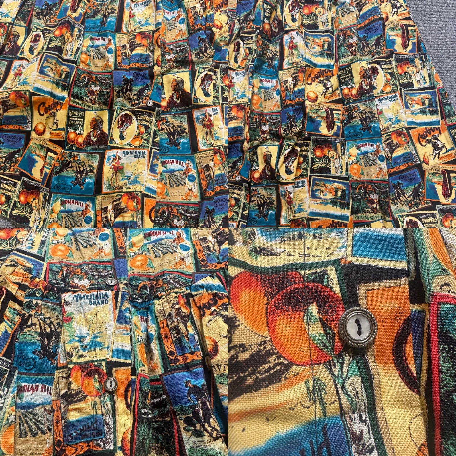 Vintage VINTAGE Skirt Western Print Made In USA L Women's 80s R.D midi-length Novelty Distressed Fade Size 36" / US 14 / IT 50 - 8 Thumbnail