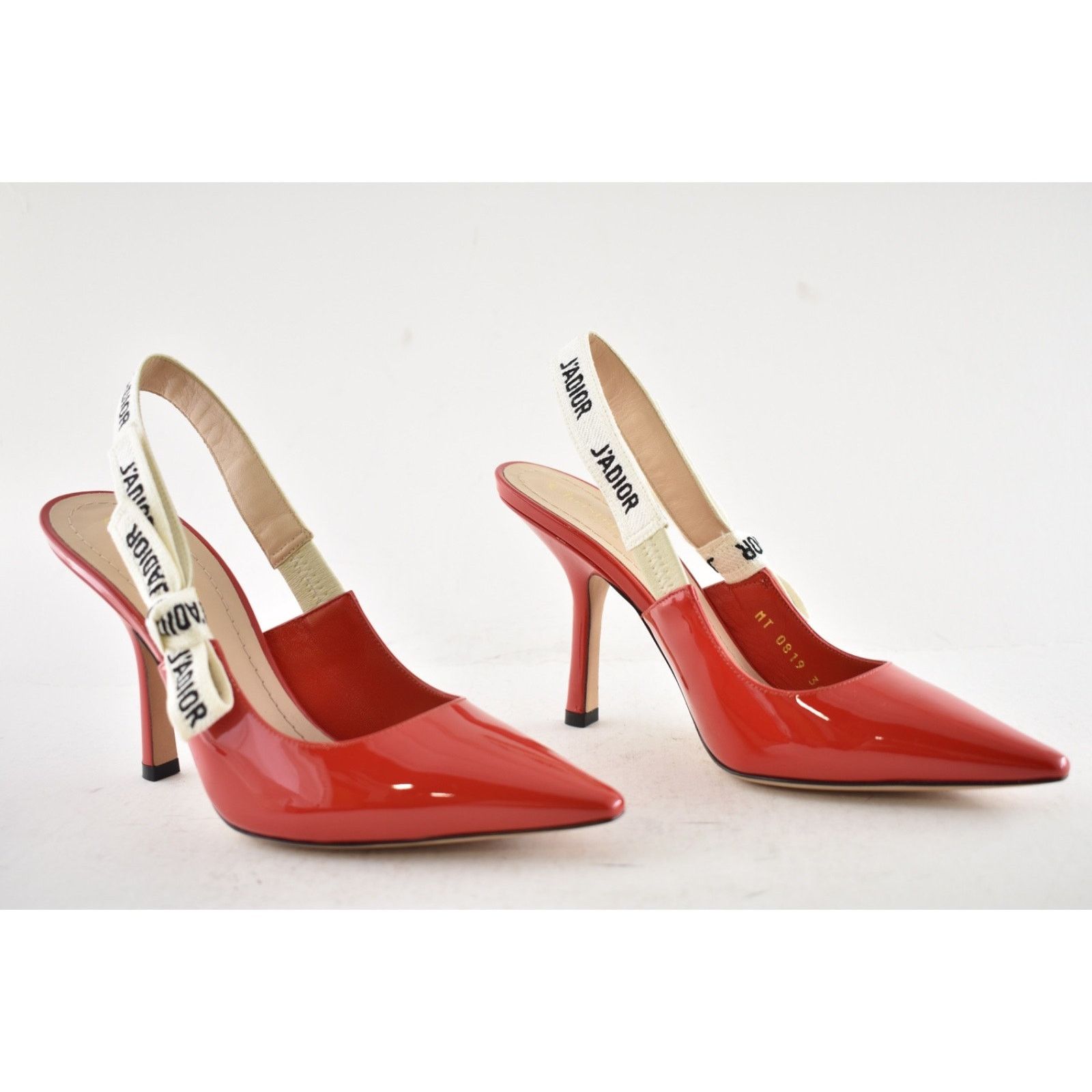 Dior Dior J'adior Red Patent White Black Ribbon Logo Slingback Size US 6 / IT 36 - 5 Thumbnail