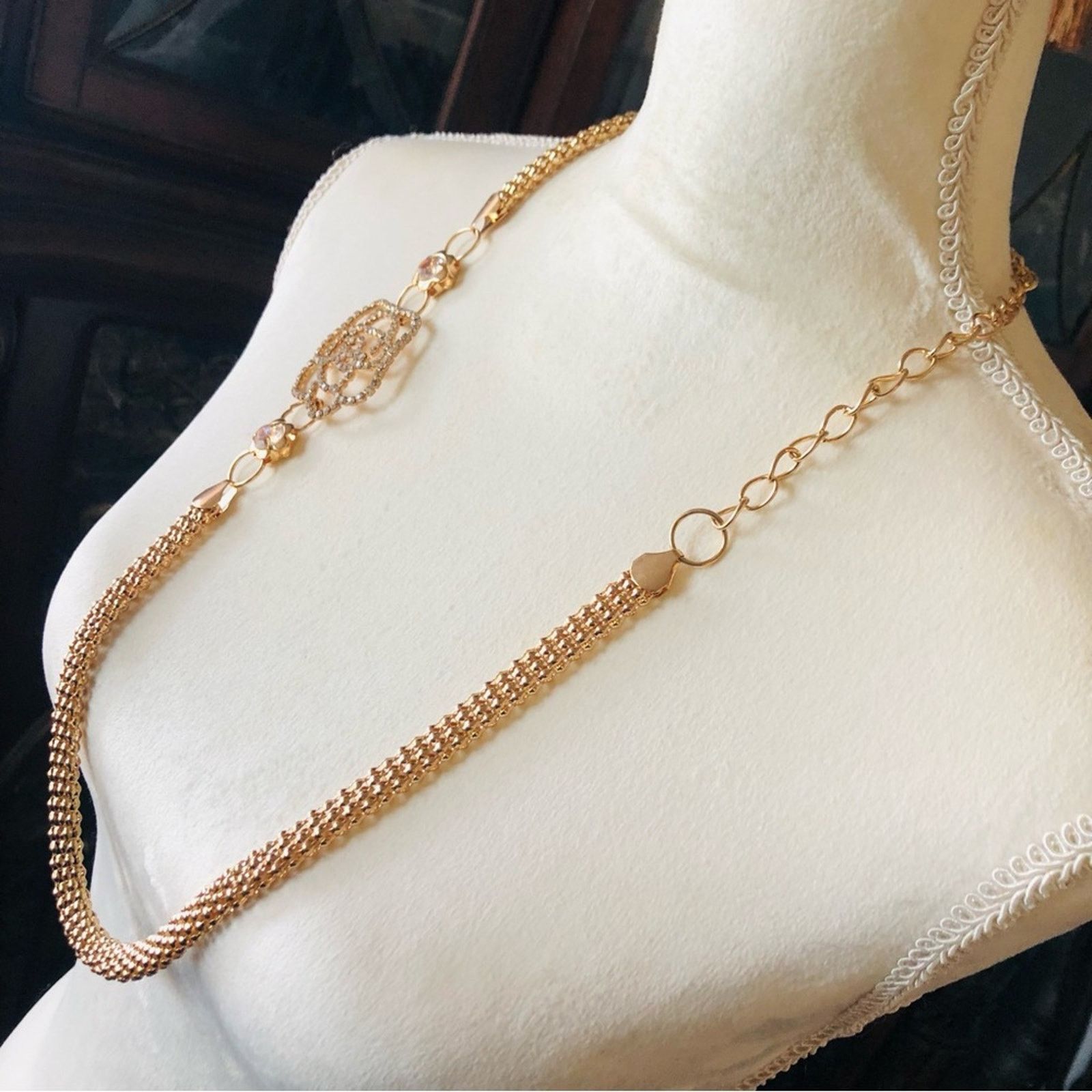 Other Rhinestone rose gold tone mesh chain necklace belt Size ONE SIZE - 7 Thumbnail