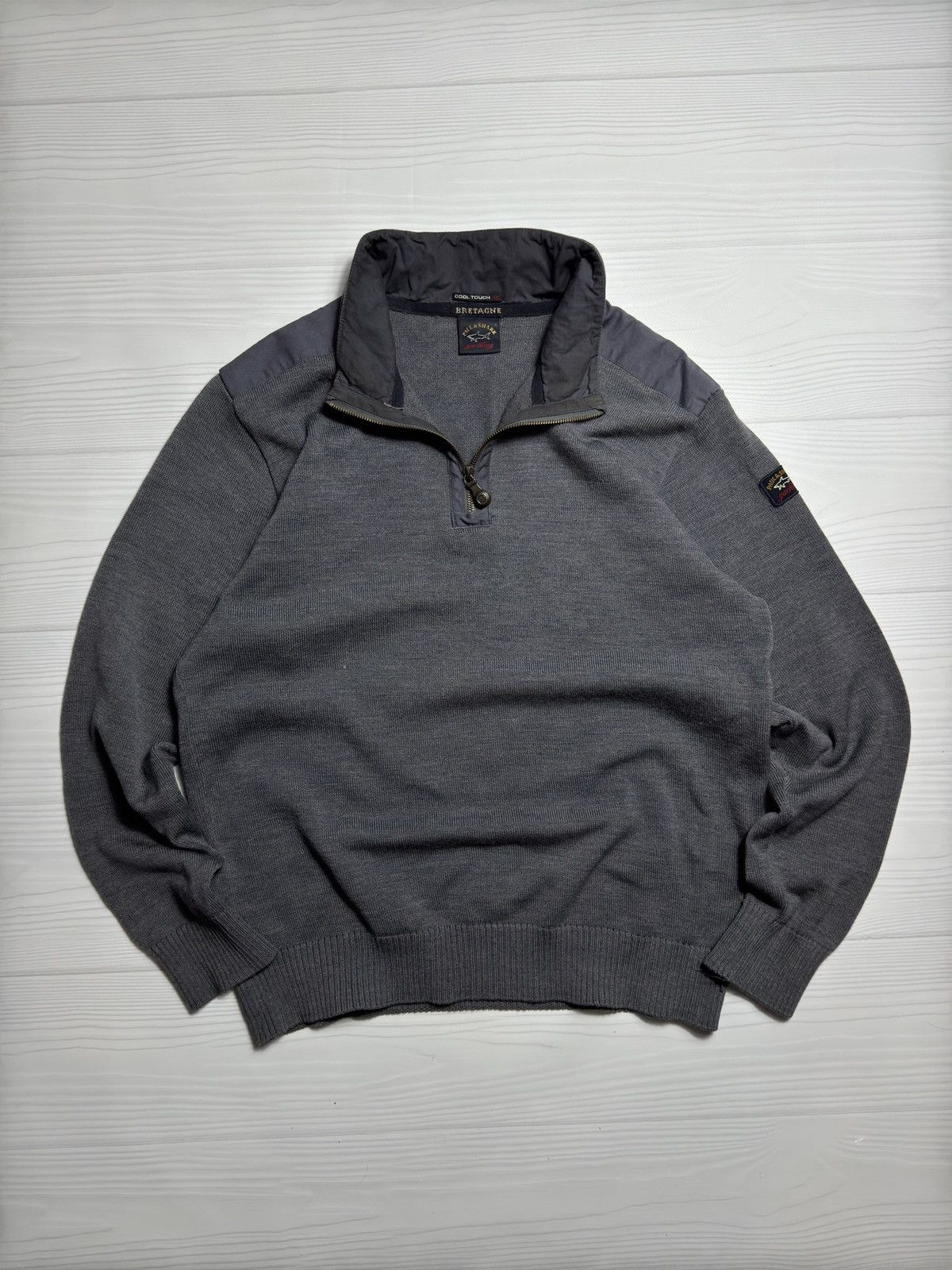 Paul & Shark × Vintage Vintage Paul & Shark Yachting Royal Grey Sweater Size US L / EU 52-54 / 3 - 1 Thumbnail