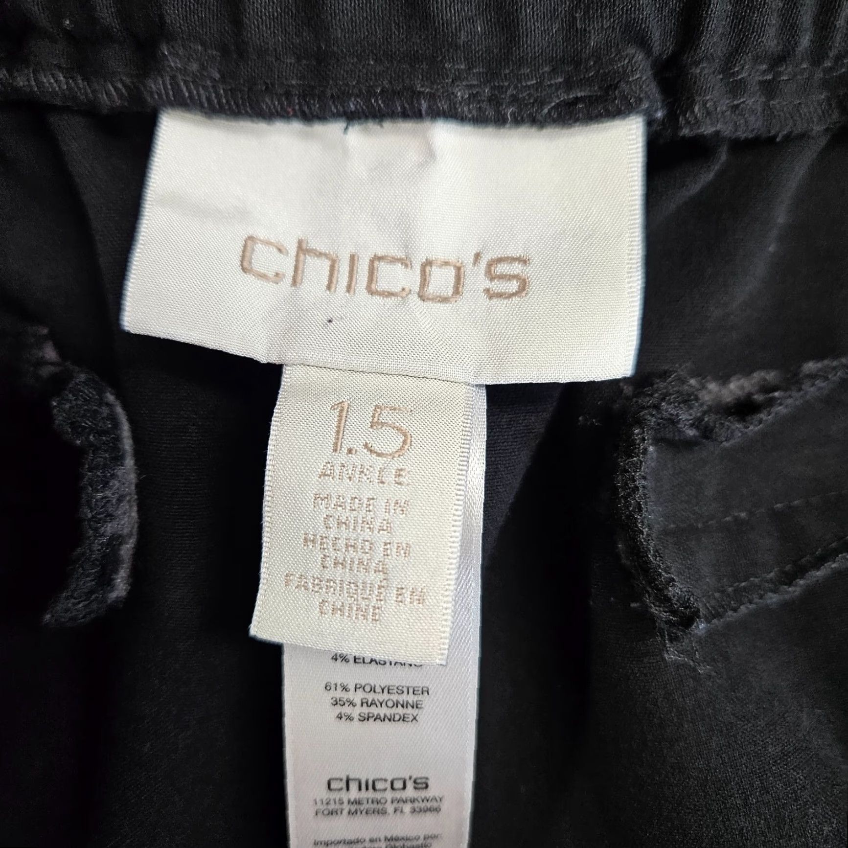 Vintage Chico's Womens Ankle Pants Sz 10 Solid Black Pull On High Rise Zip Pockets - Womens, Pants, 10, Black, Ankle, Chico's, High Rise, Pull On Size 32" / US 10 / IT 46 - 7 Thumbnail