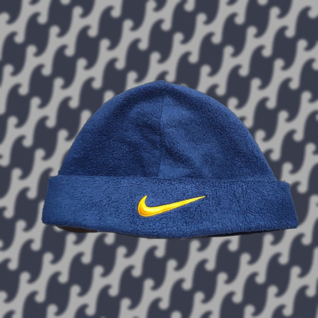 Nike VINTAGE Nike Beanie One Size Blue 90s Fleece Swoosh Hat Unisex Adults Men Women Size US M / EU 48-50 / 2 - 1 Thumbnail