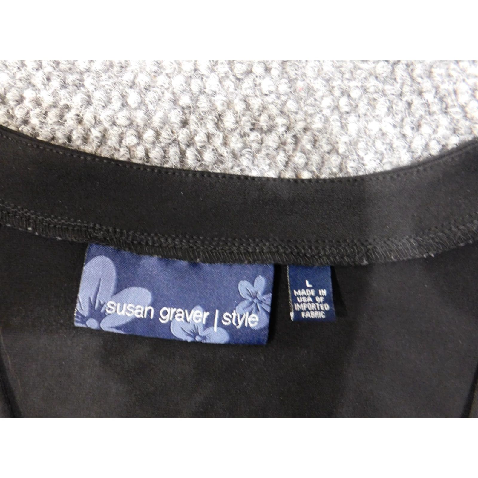 Vintage Susan Graver Blouse Shirt Womens L Black V-Neck Knit Polyester Spandex Casual Stretch Pullover Regular Basic Size L / US 10 / IT 46 - 3 Thumbnail