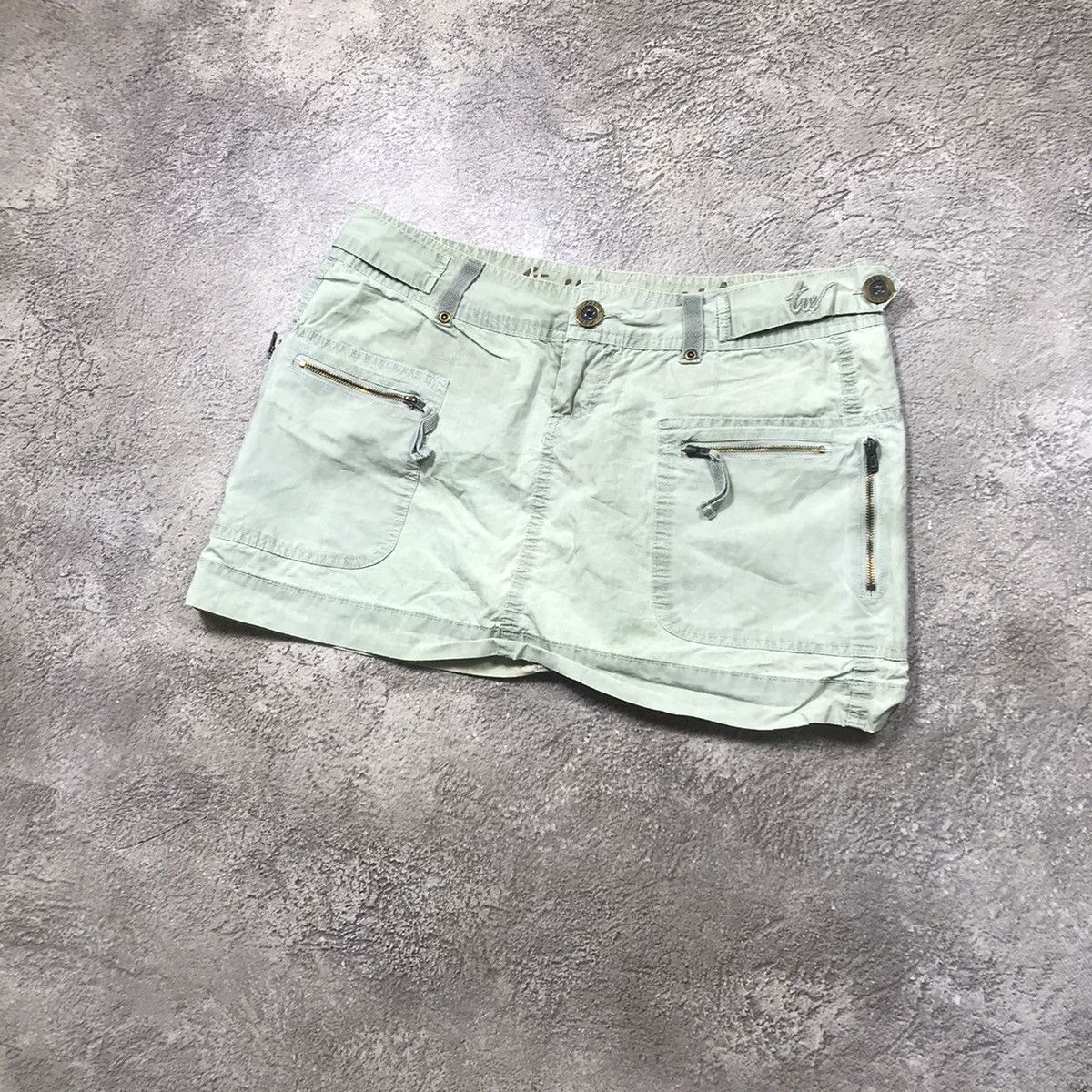 Vintage Y2K Sage Green Cargo Mini Skirt Distressed Streetwear 32 Size 32" / US 10 / IT 46 - 2 Thumbnail