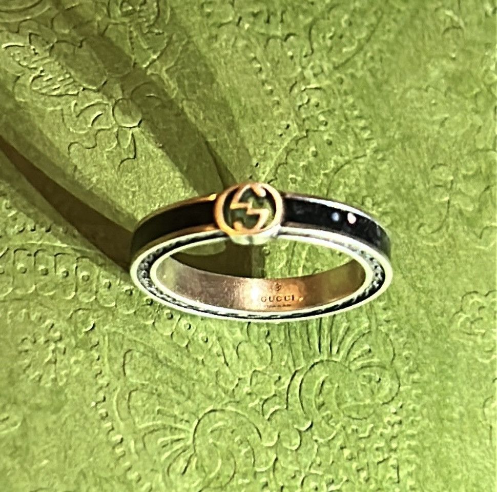 Gucci Gucci Interlocking G Enamel Thin Ring Black Ag925 Size ONE SIZE - 2 Thumbnail