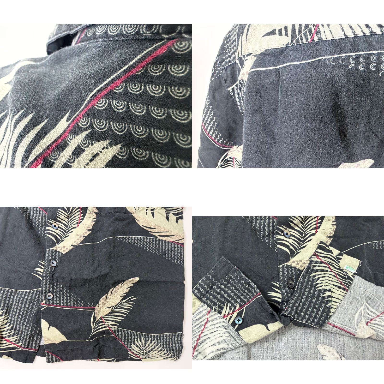 MCM VINTAGE Aureus Shirt Men L Geometric Hawaiian 90s Silk Cotton Button-Up (MCM, Tiki) Black Short Sleeve” Size US L / EU 52-54 / 3 - 8 Thumbnail