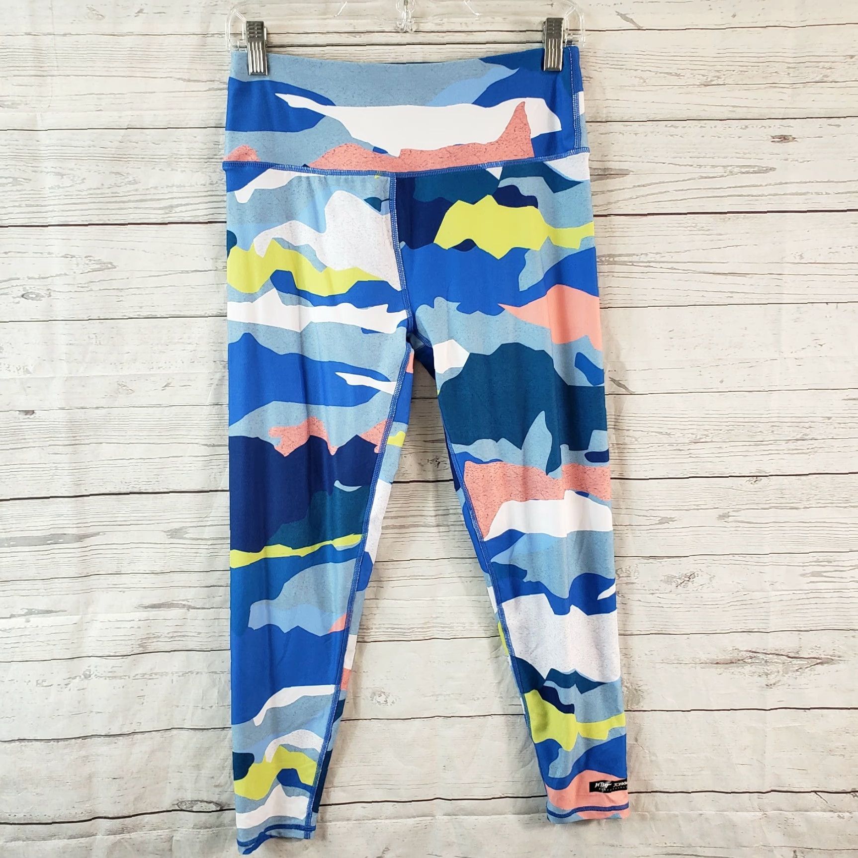 Betsey Johnson Betsey Johnson Womens Cropped Leggings M Blue Pink High Rise Activewear Size 32" / US 10 / IT 46 - 2 Thumbnail