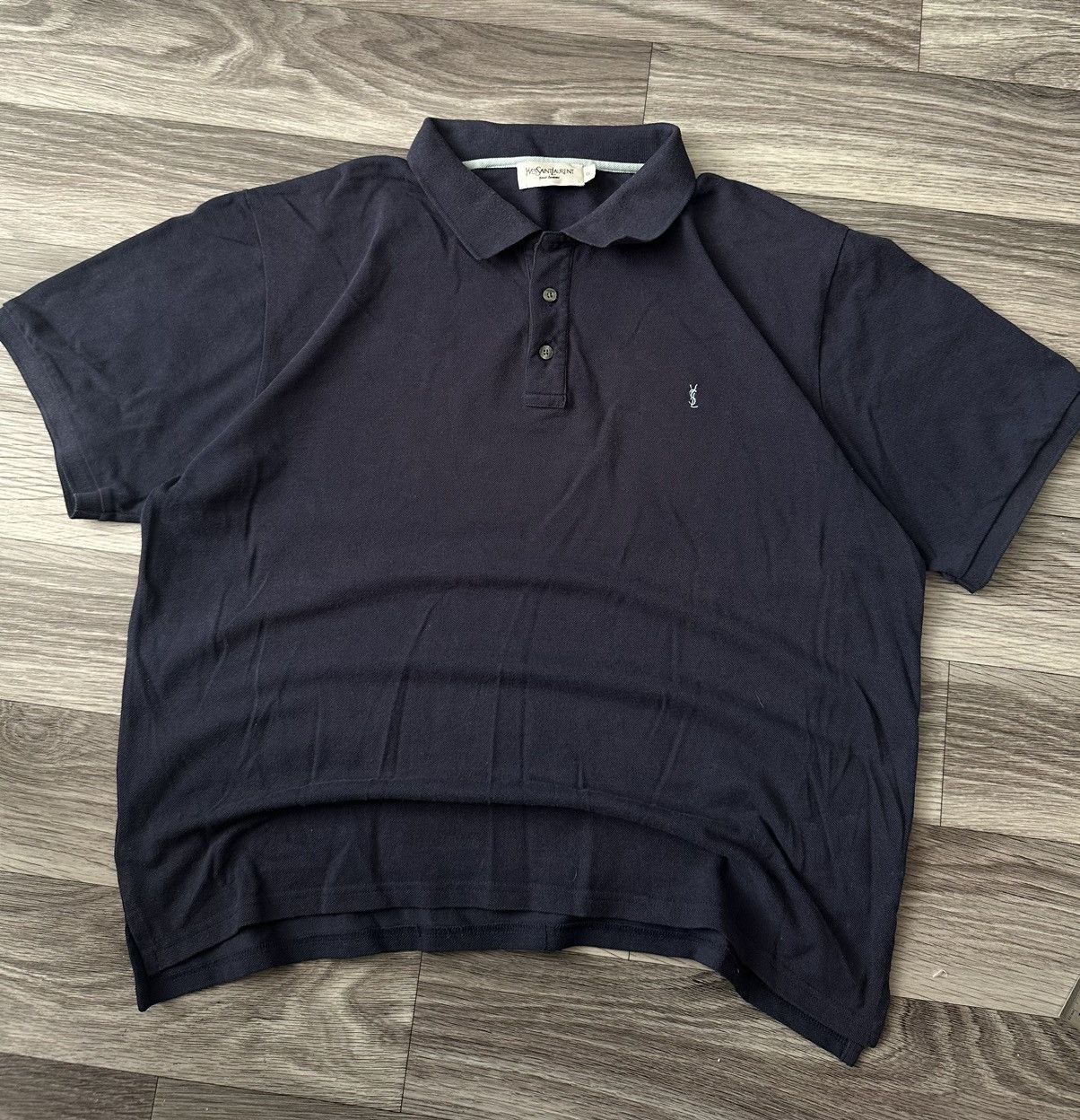 Yves Saint Laurent Navy Blue Luxury Polo Shirt small logo