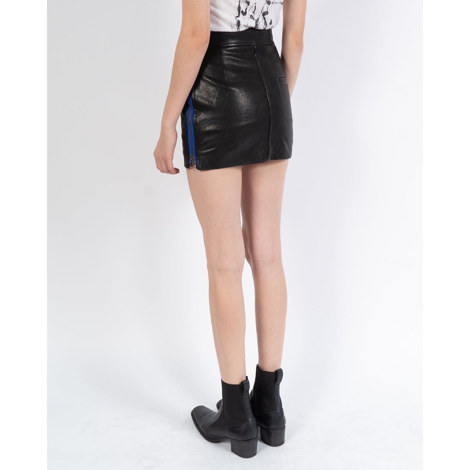 Haider Ackermann SS17 Leather Blue-Zip Skirt Size 26" / US 2 / IT 38 - 4 Thumbnail