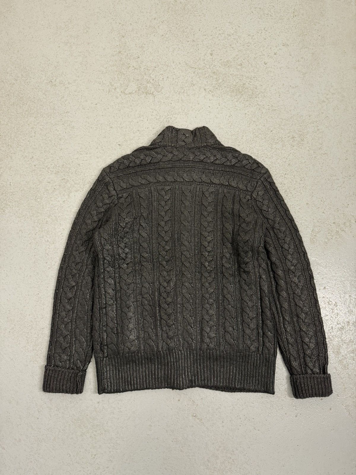 John Varvatos John Varvatos Fall 2015 Runway Foil Cable Knit Zip Sweater Size US L / EU 52-54 / 3 - 15 Thumbnail