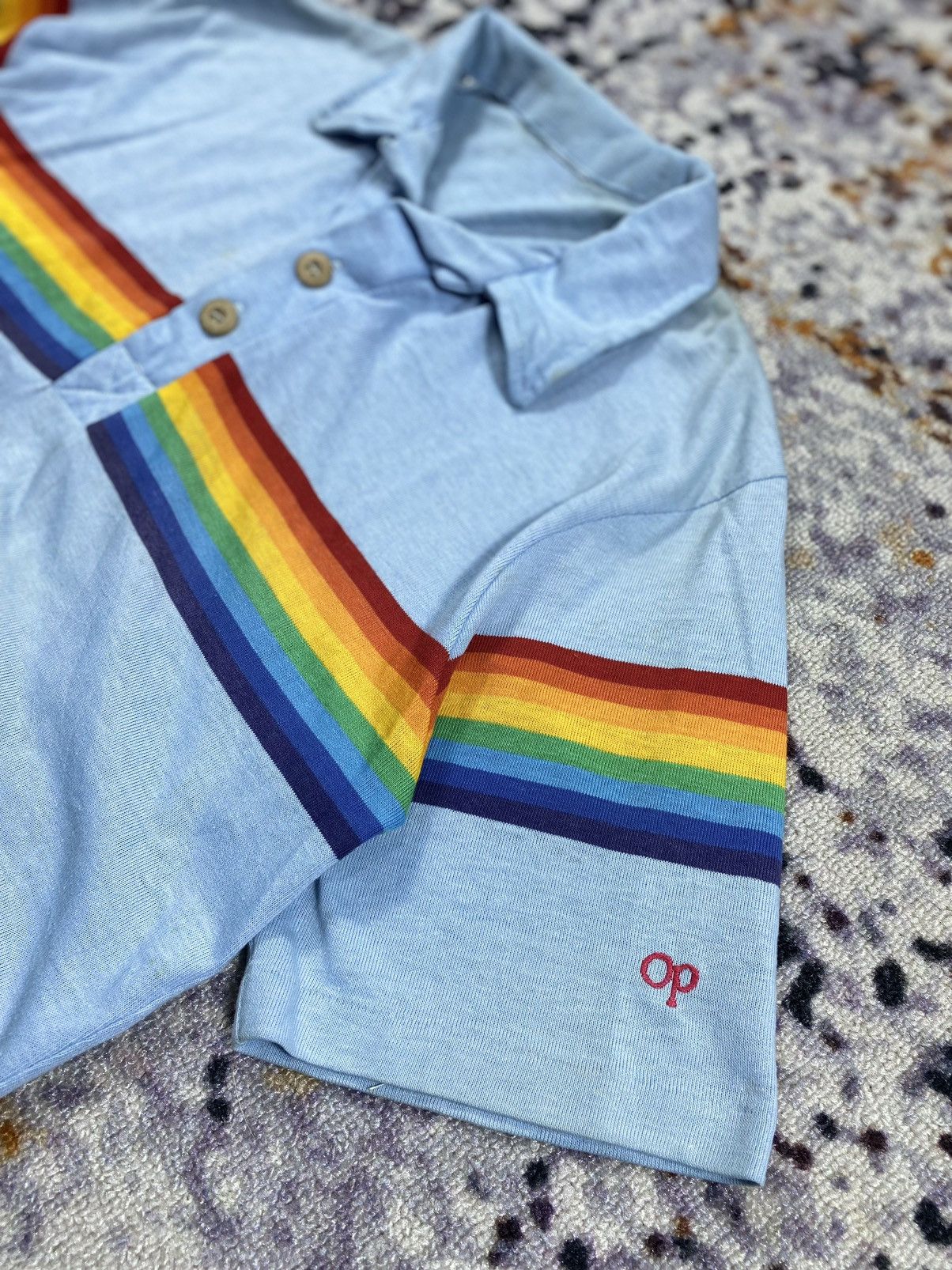 Japanese Brand × Ocean Pacific × Vintage “RARE” Vintage 80’s OP Ocean Pacific Rainbow Shirt Size US M / EU 48-50 / 2 - 2 Thumbnail