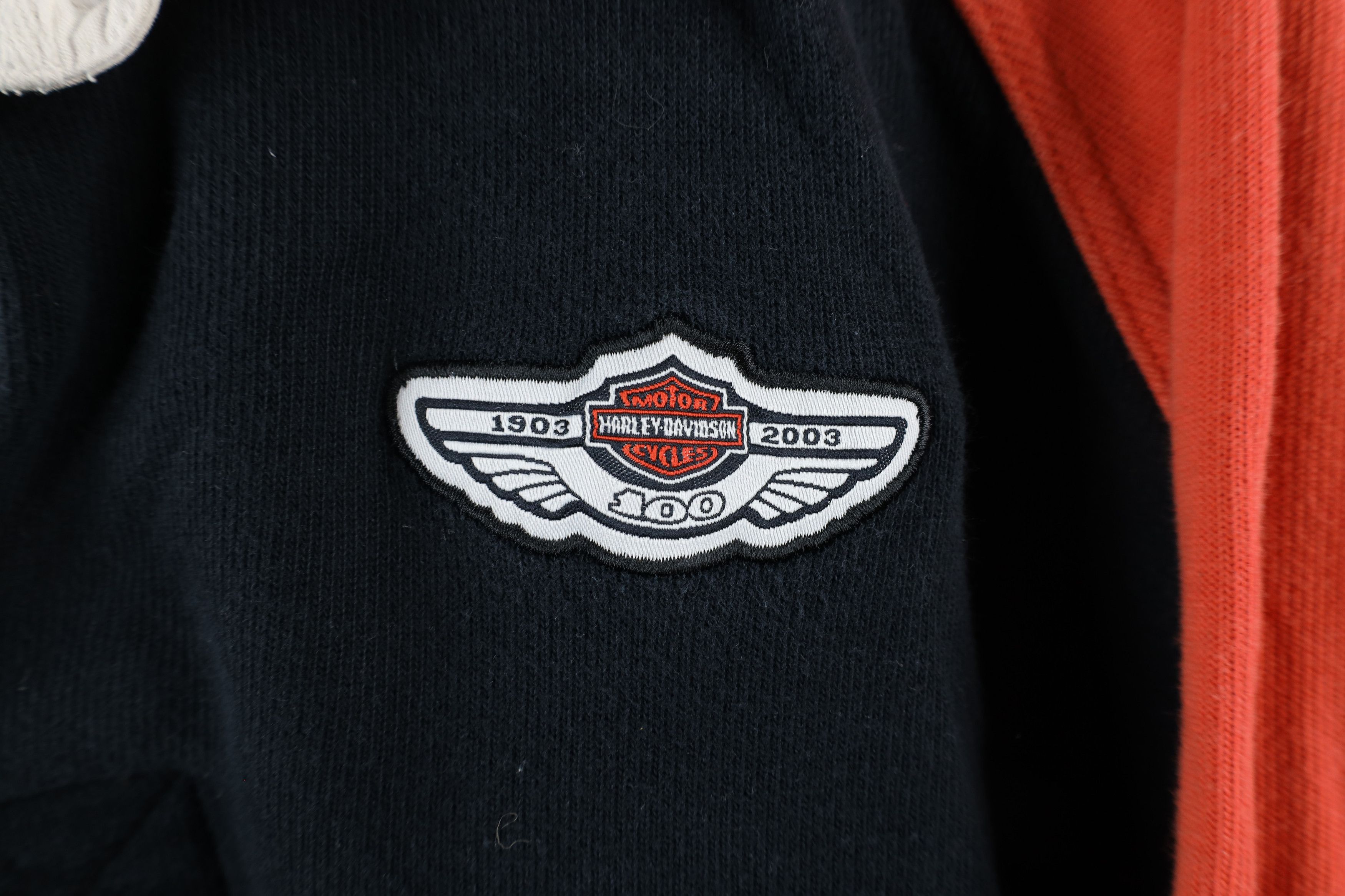 Harley Davidson × Vintage Vintage Y2K 2003 Harley Davidson Knit Long Sleeve Rugby Polo Size US L / EU 52-54 / 3 - 4 Thumbnail