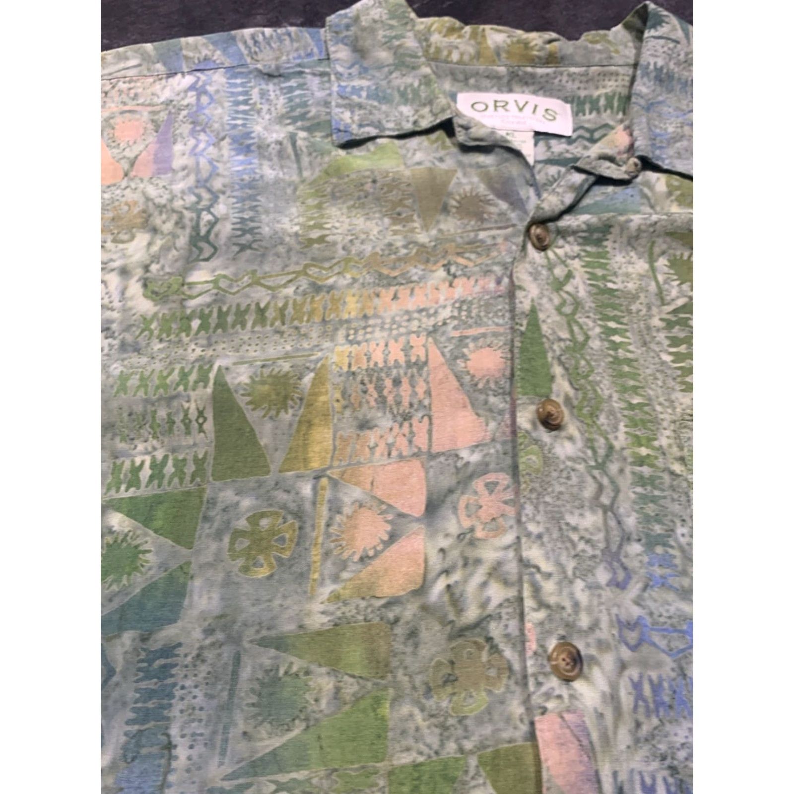 Orvis Orvis Men's Short Sleeve Button-Up Shirt XL Multicolor Geometric Tribal Cotton Rayon Lightweight Pockets Size US XL / EU 56 / 4 - 4 Thumbnail