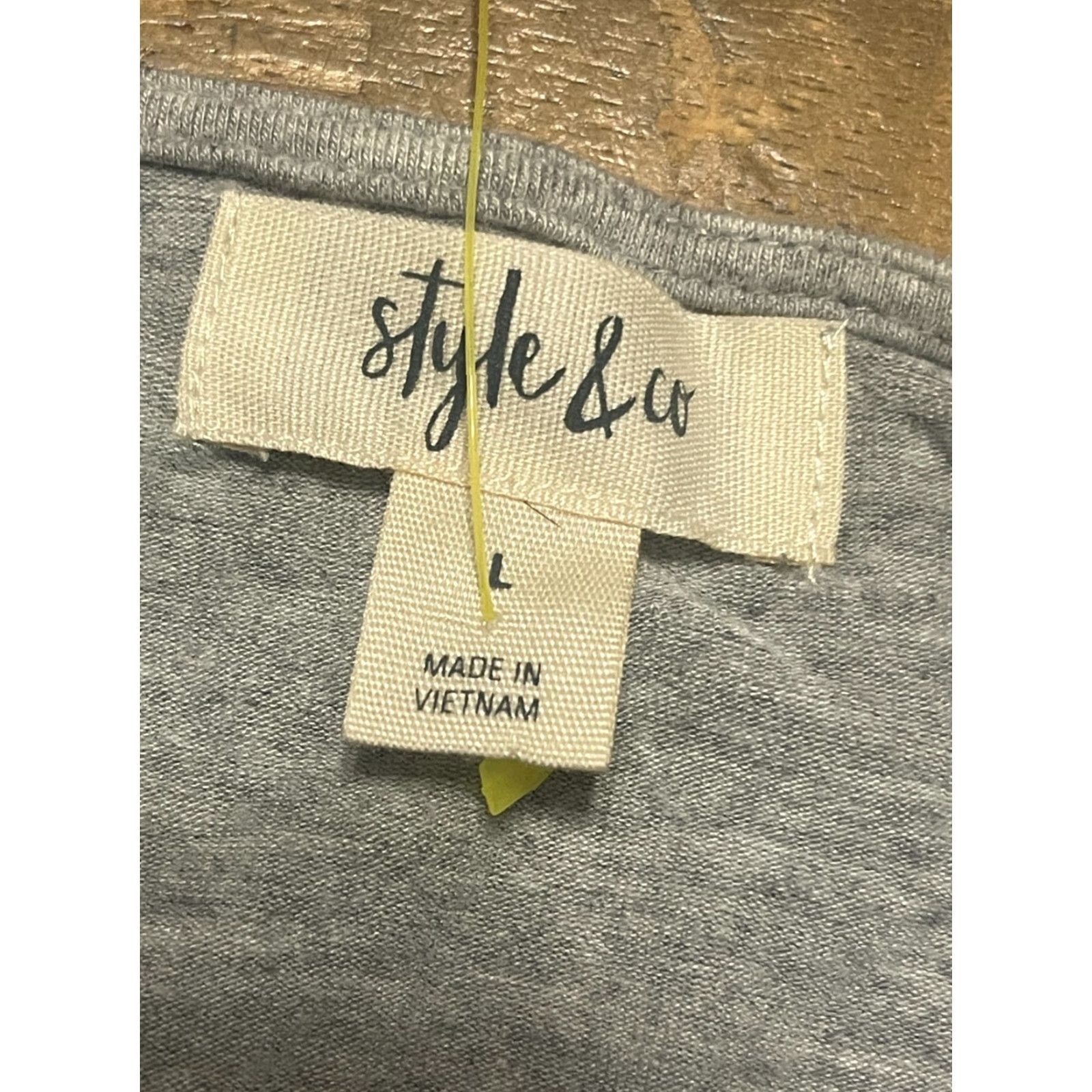 Vintage Style & Co. Shirt Women's Large Gray Front Twist V-neck T-Shirt, Casual, Regular Fit, Pullover, Solid, Fall Spring Summer, Women, Basic Modern Size L / US 10 / IT 46 - 5 Thumbnail