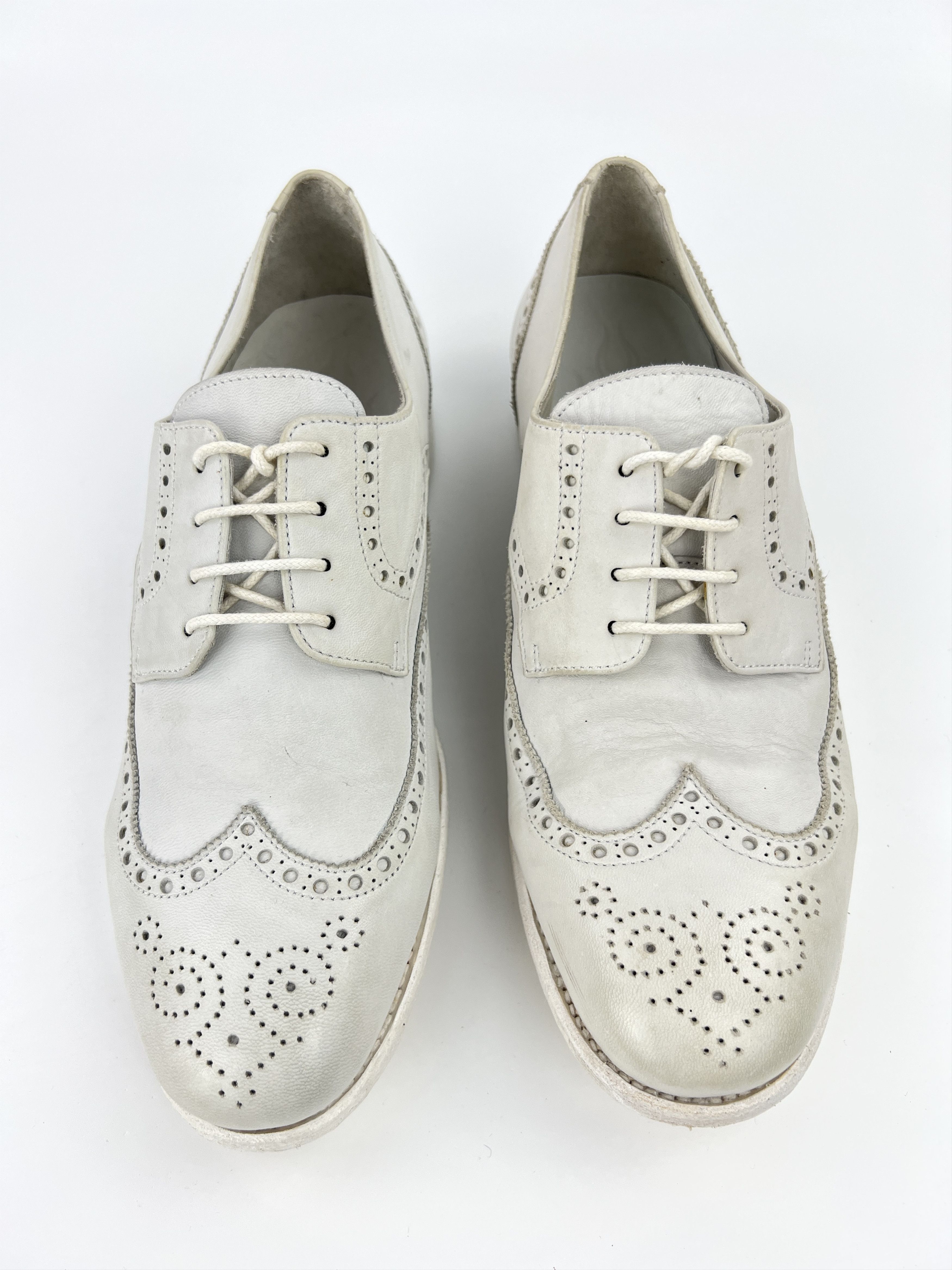 The Last Conspiracy The Last Conspiracy White Leather Painted Boots Oxford Shoes Size US 11 / EU 44 - 5 Thumbnail