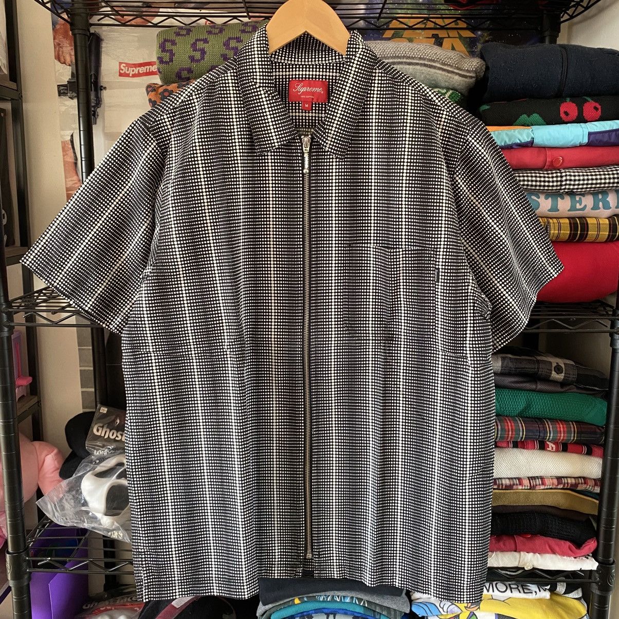 Supreme Supreme Dots Zip Up Shirt Black 2018 Button Up Designer Size US M / EU 48-50 / 2 - 1 Thumbnail