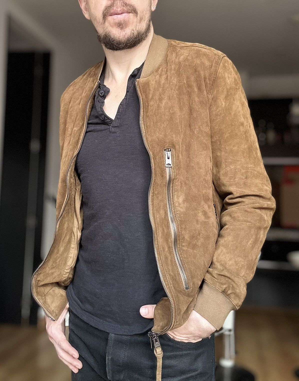 Allsaints All Saints Bergen Bomber suede leather brown Jacket S Size US S / EU 44-46 / 1 - 4 Thumbnail