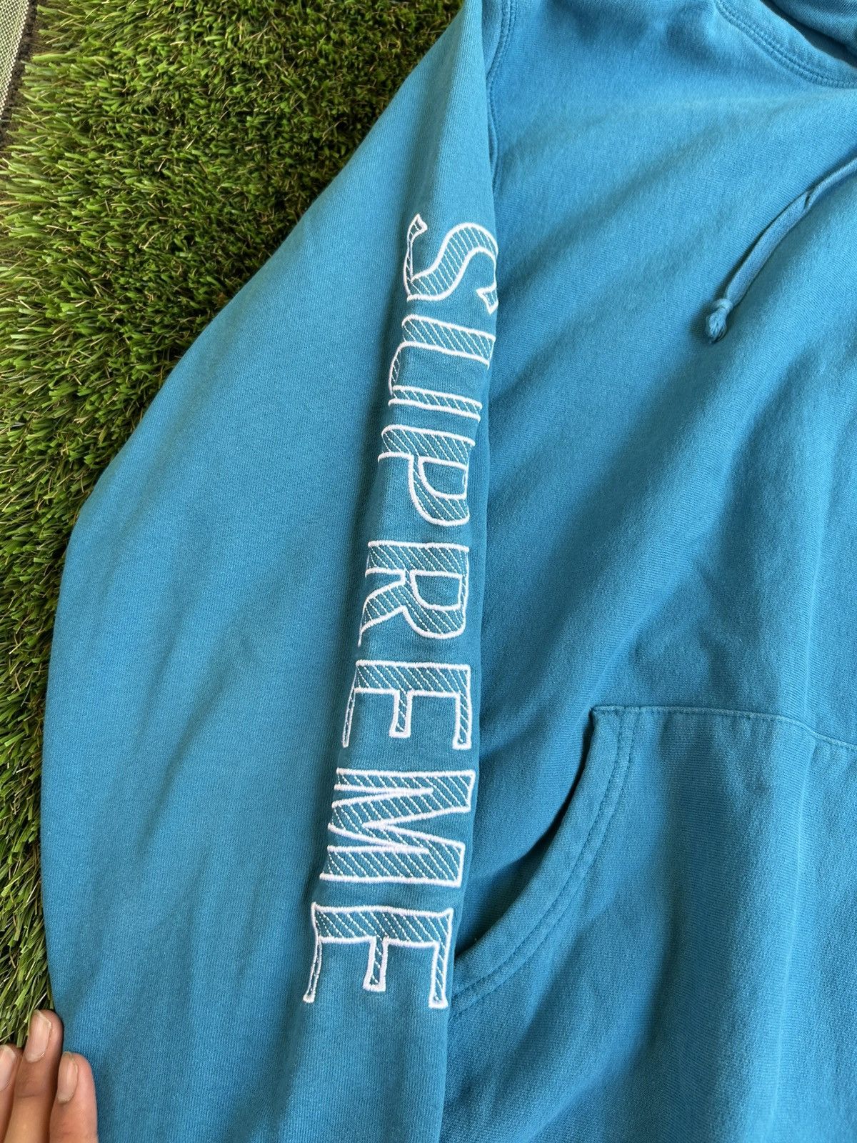 Supreme Supreme SS18 Sleeve Embroidery Dark Aqua Hoodie Size US M / EU 48-50 / 2 - 3 Thumbnail