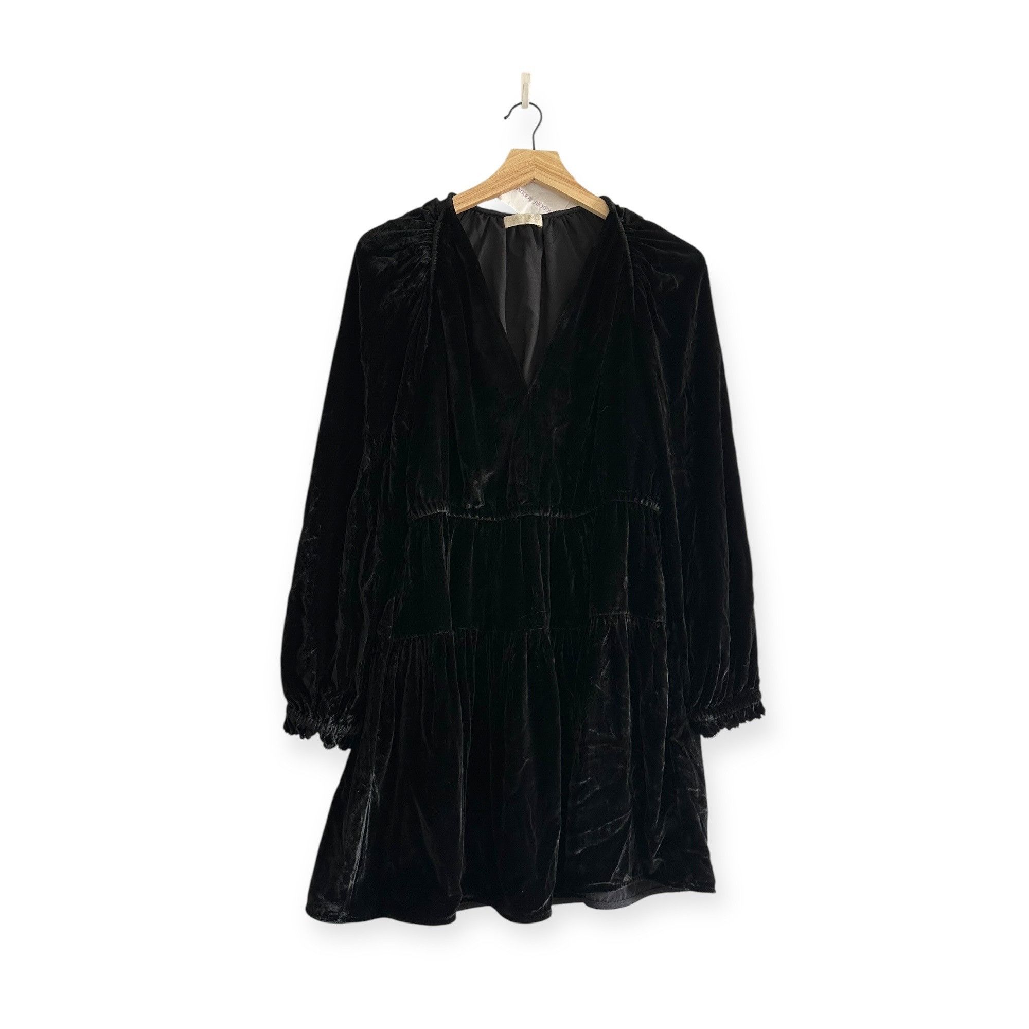 Ulla Johnson ULLA JOHNSON Audrey Tiered Puff-sleeve Velvet Mini Dress In Size S / US 4 / IT 40 - 1 Thumbnail