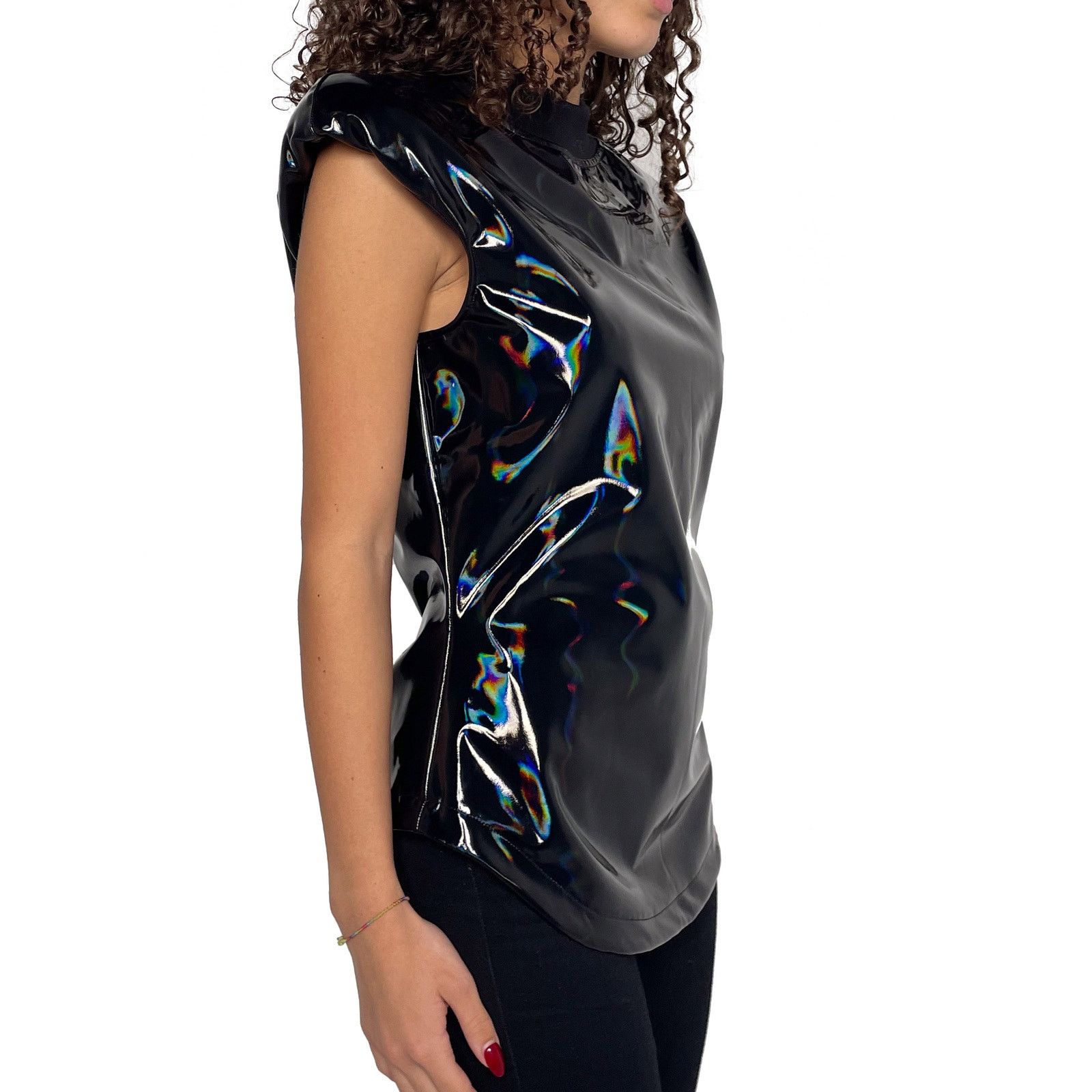 The Attico Black Polyurethane Sleeveless Top Size S / US 4 / IT 40 - 4 Thumbnail