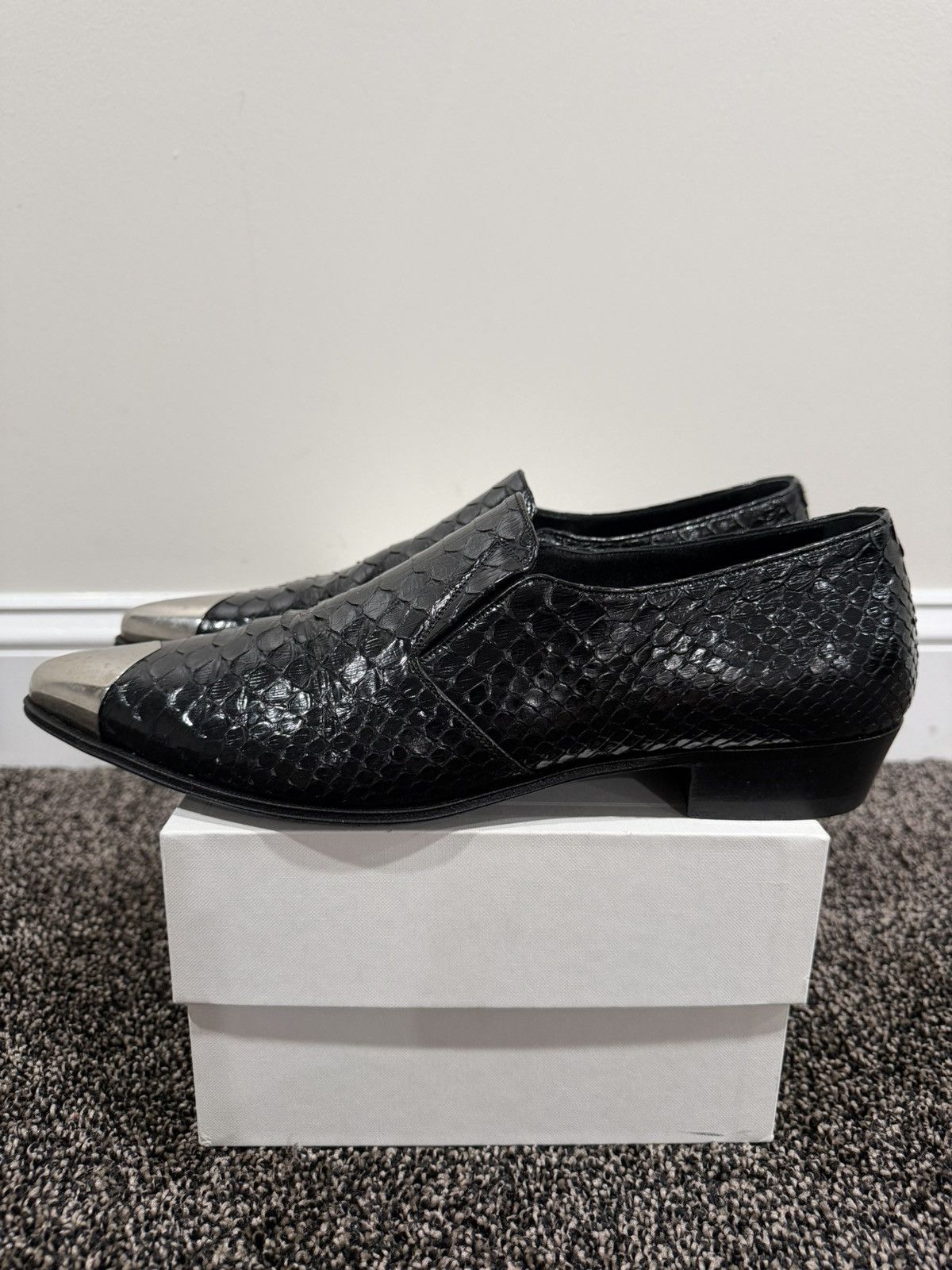 Celine × Hedi Slimane Celine x Hedi SS19 Python Jacno Slipper Shoes 30 Metal Toe Size US 10 / EU 43 - 3 Thumbnail