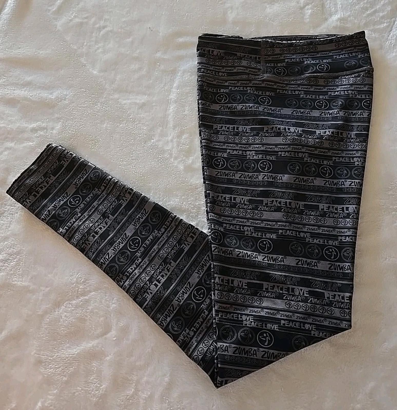 Other ZUMBA PEACE LOVE Black Leggings M Med Dance Workout Exercise Size 32" / US 10 / IT 46 - 3 Thumbnail